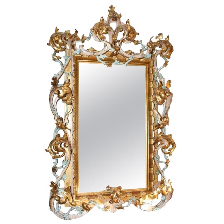 Large Antique Italian Giltwood Mirror