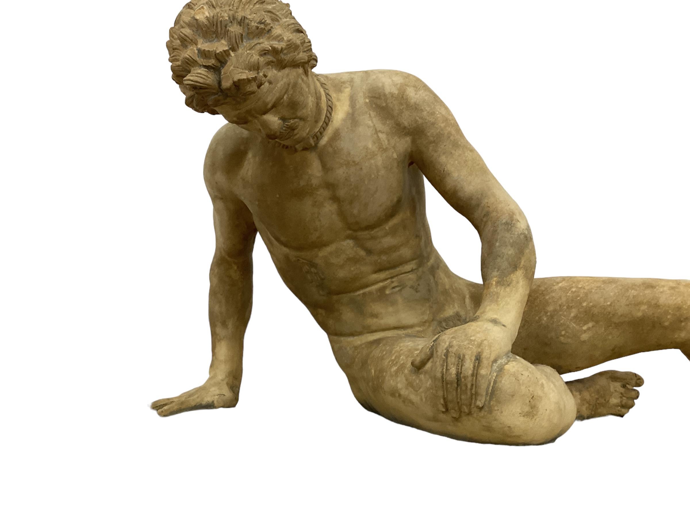 Large Antique Italian Grand Tour Plaster Sculpture of the Dying Gaul In Good Condition For Sale In Chapel Hill, NC