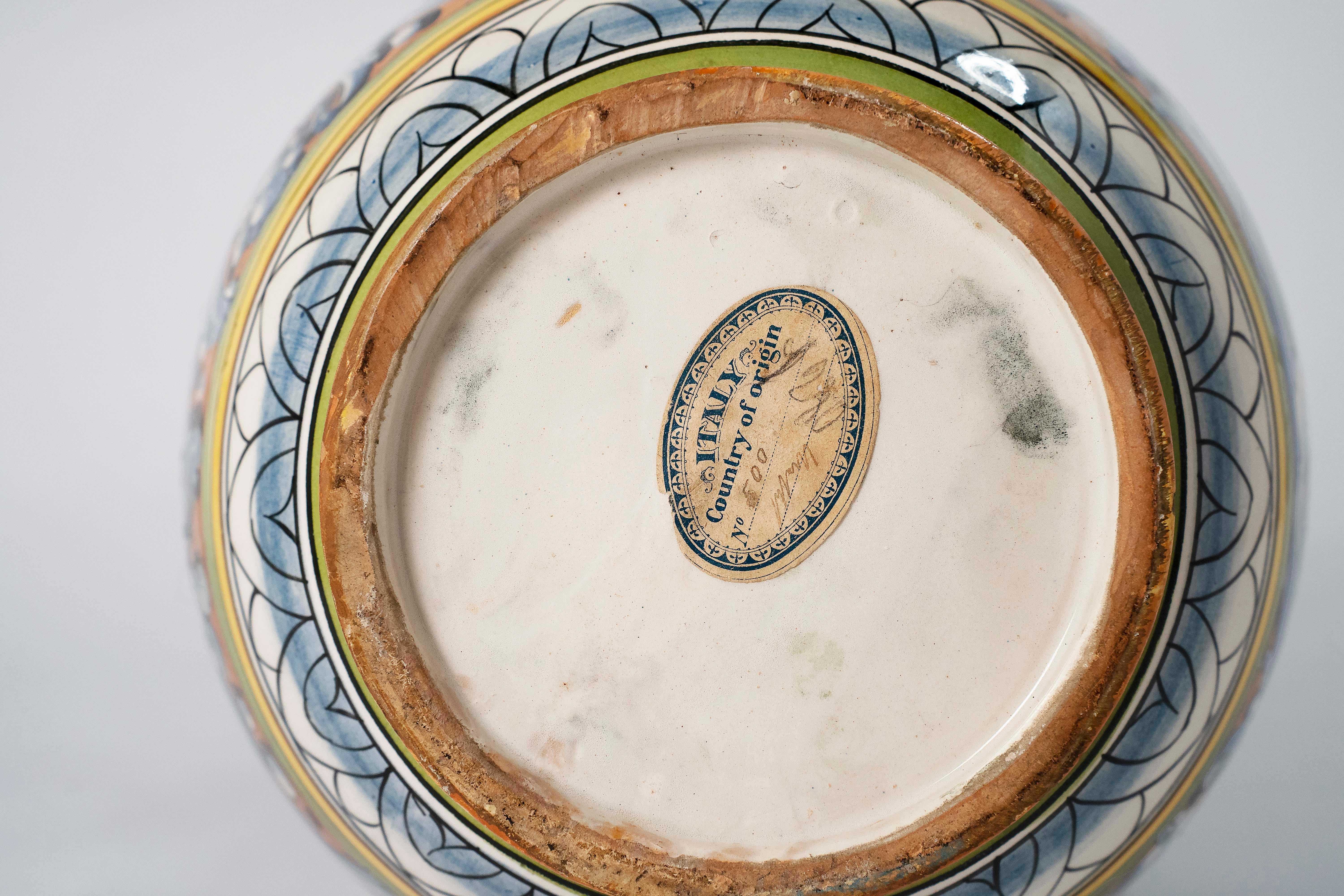 Arts and Crafts LARGE ANTIQUE ITALIAN MAJOLICA URN, Circa early 20th Century, Italy For Sale