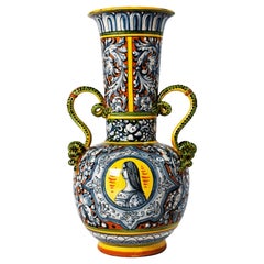LARGE ANTIQUE ITALIAN MAJOLICA URN, Circa early 20th Century, Italy