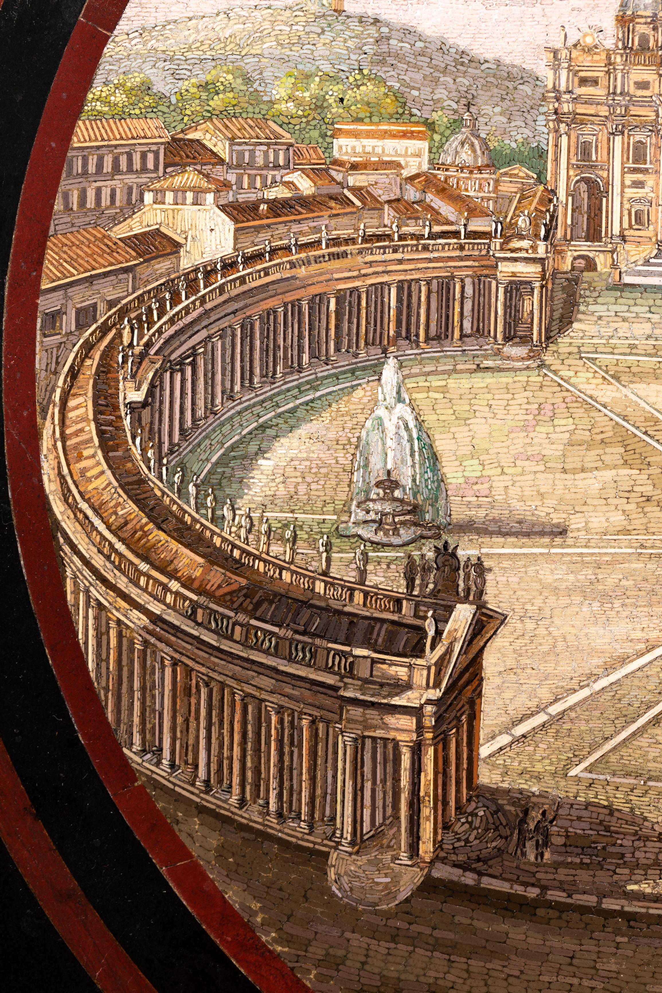 Grande placca antica in micro-mosaico italiano di Piazza San Pietro, Roma, metà '800 in vendita 2