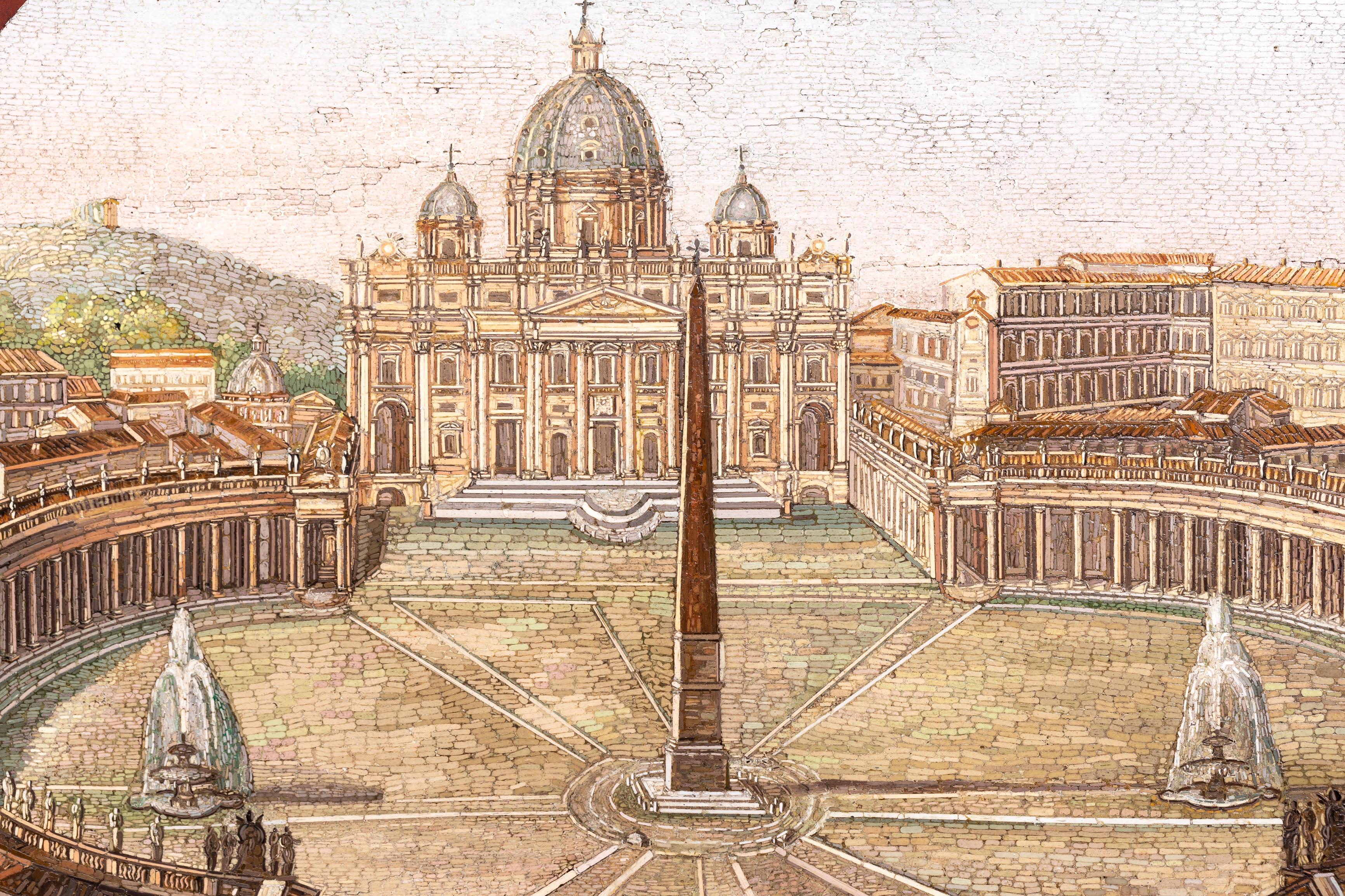 Grande placca antica in micro-mosaico italiano di Piazza San Pietro, Roma, metà '800 in vendita 5