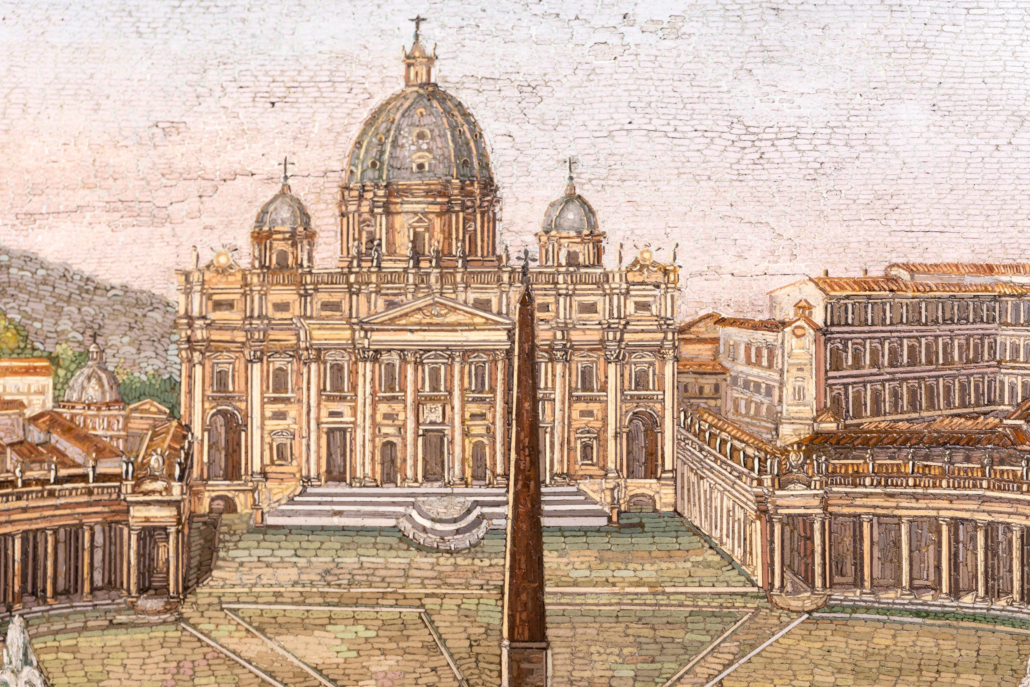 Grande placca antica in micro-mosaico italiano di Piazza San Pietro, Roma, metà '800 in vendita 6