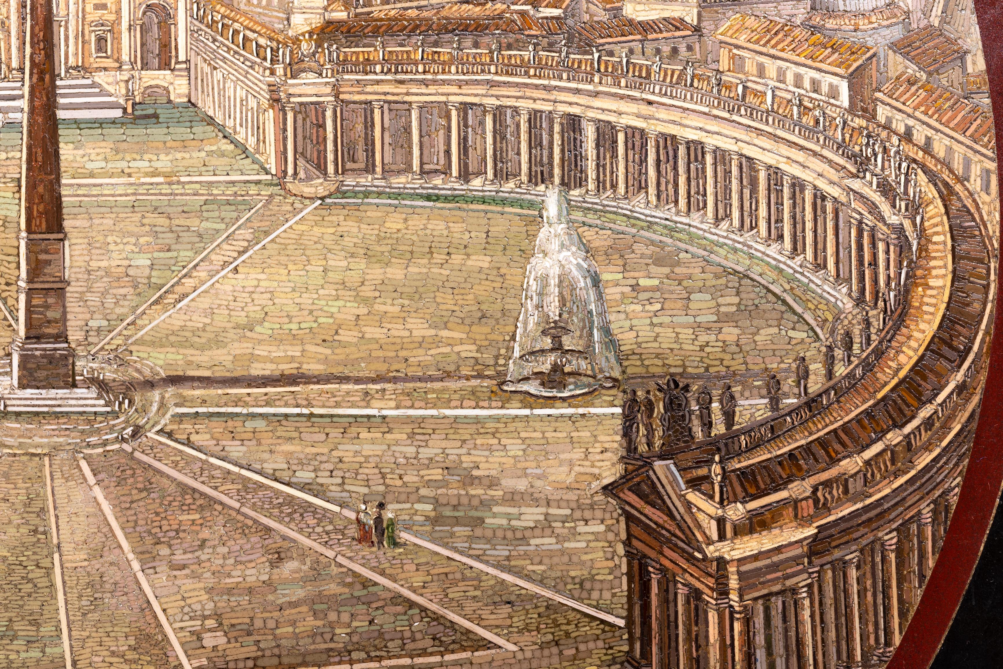 Grande placca antica in micro-mosaico italiano di Piazza San Pietro, Roma, metà '800 in vendita 7