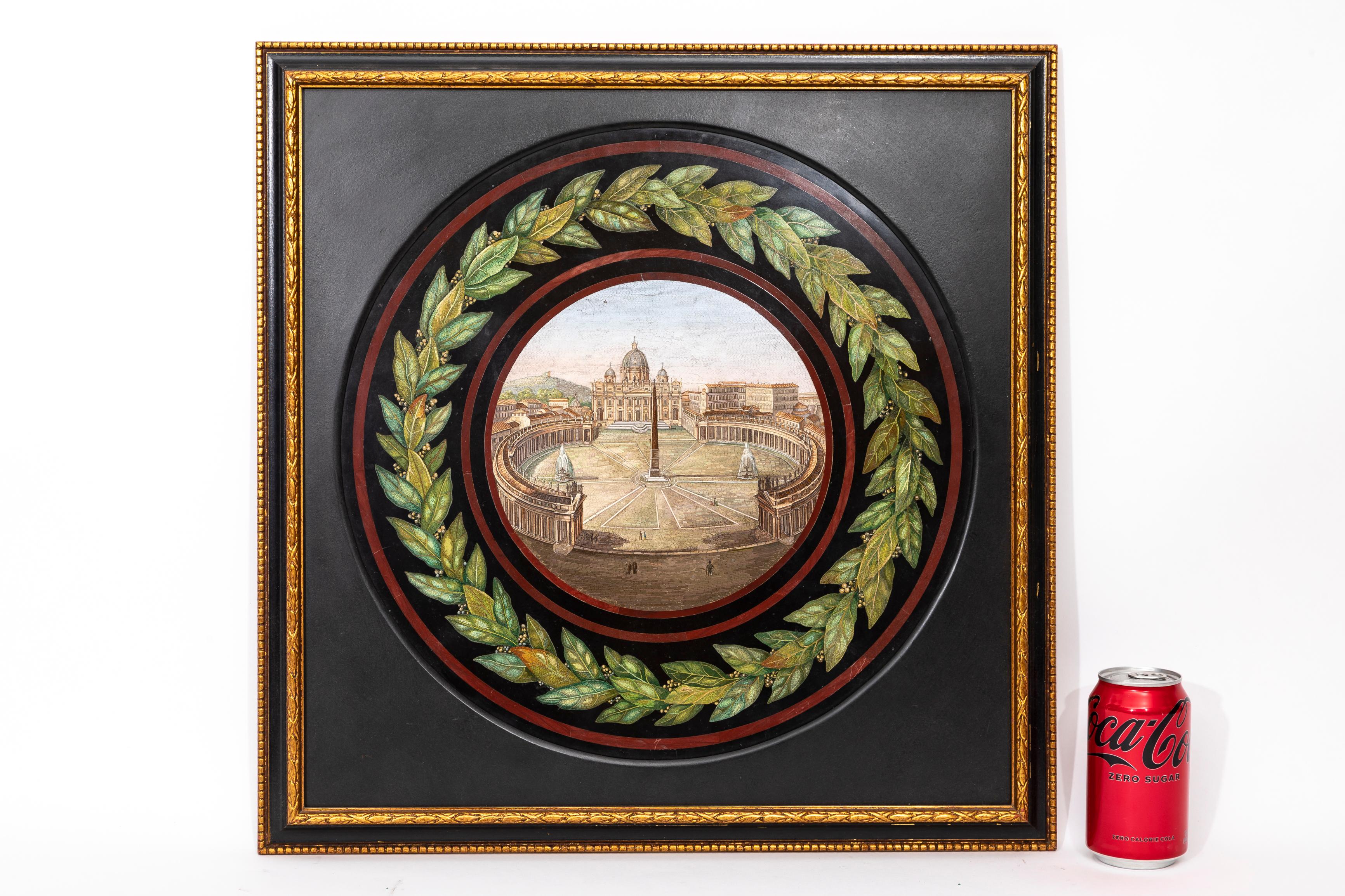 Una placca a micro-mosaico italiana antica, molto grande e di qualità eccezionale, raffigurante 