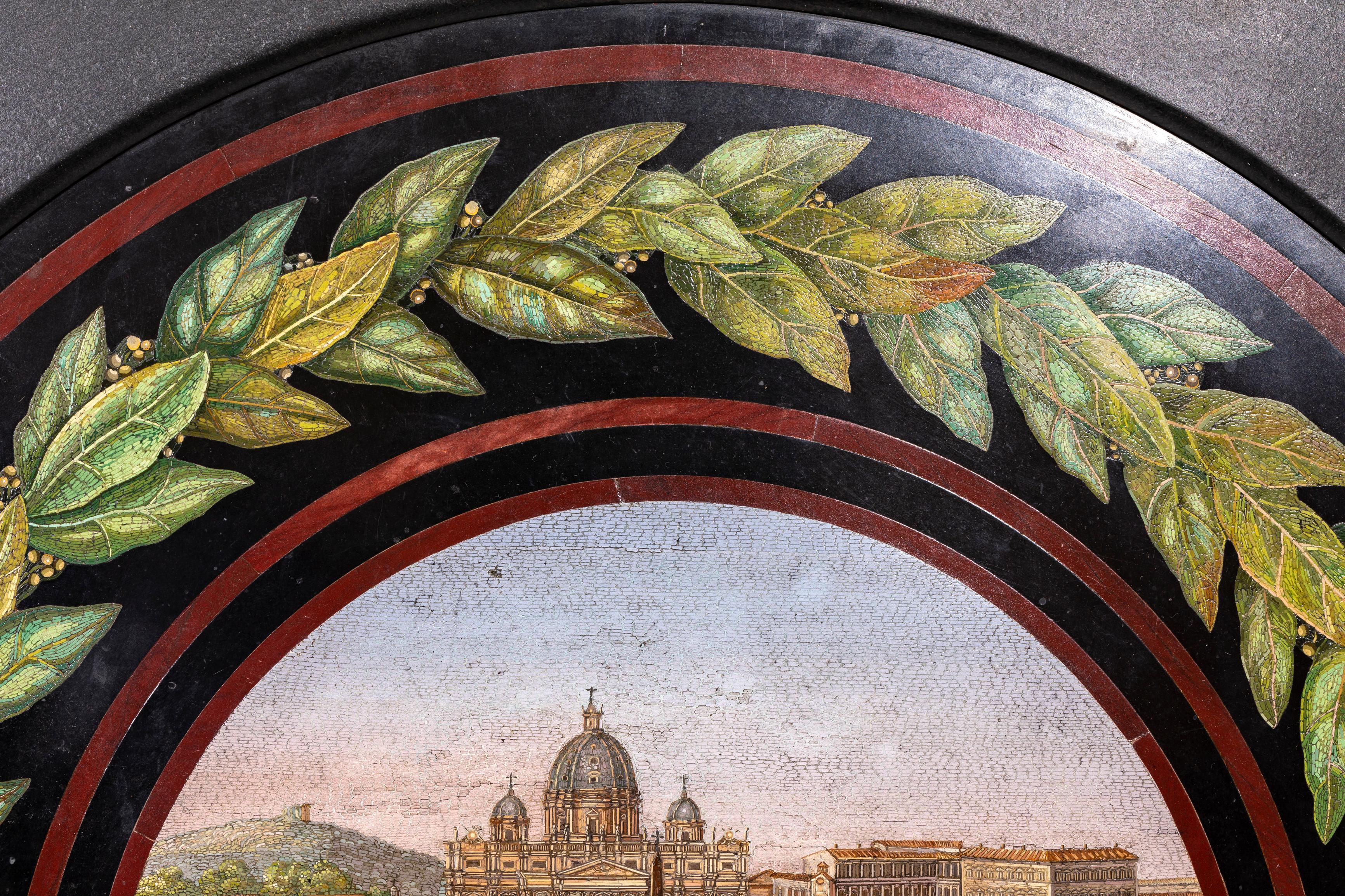 Grande placca antica in micro-mosaico italiano di Piazza San Pietro, Roma, metà '800 In condizioni buone in vendita a New York, NY
