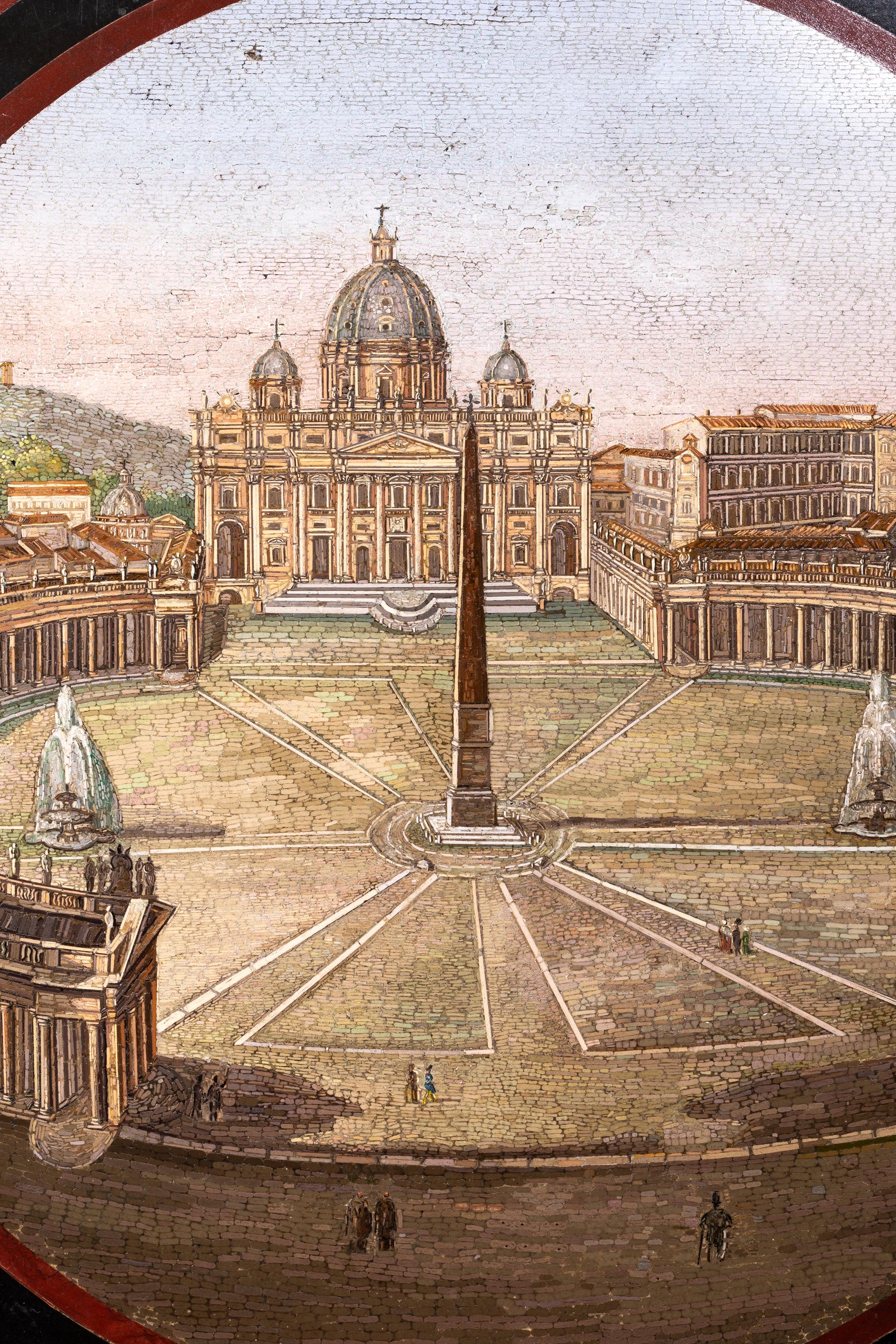 Grande placca antica in micro-mosaico italiano di Piazza San Pietro, Roma, metà '800 in vendita 1