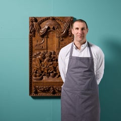 Large Antique Italian Oak Carving Depicting the Last Supper