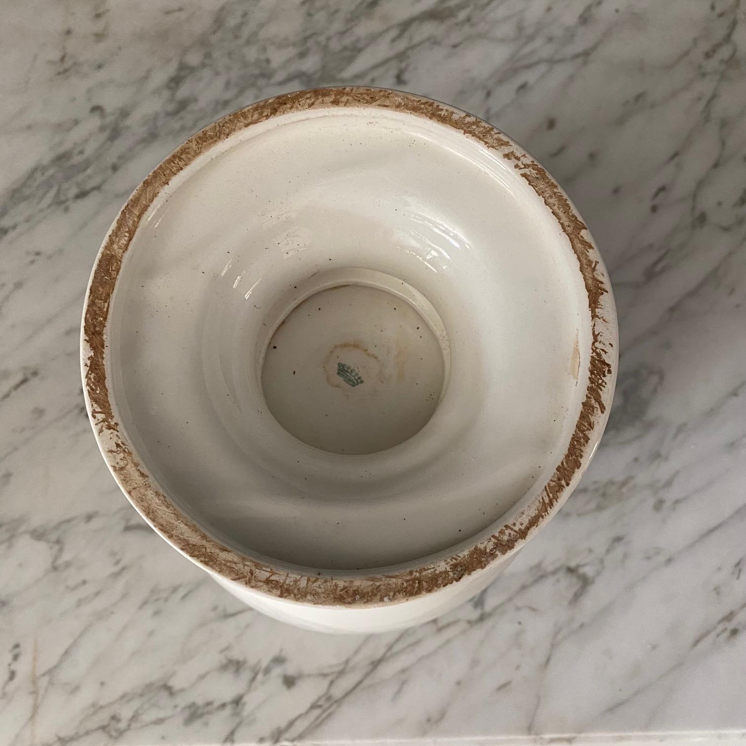  Large Antique Italian Pair of White Ceramic Apothecary Style Urn Vases  10