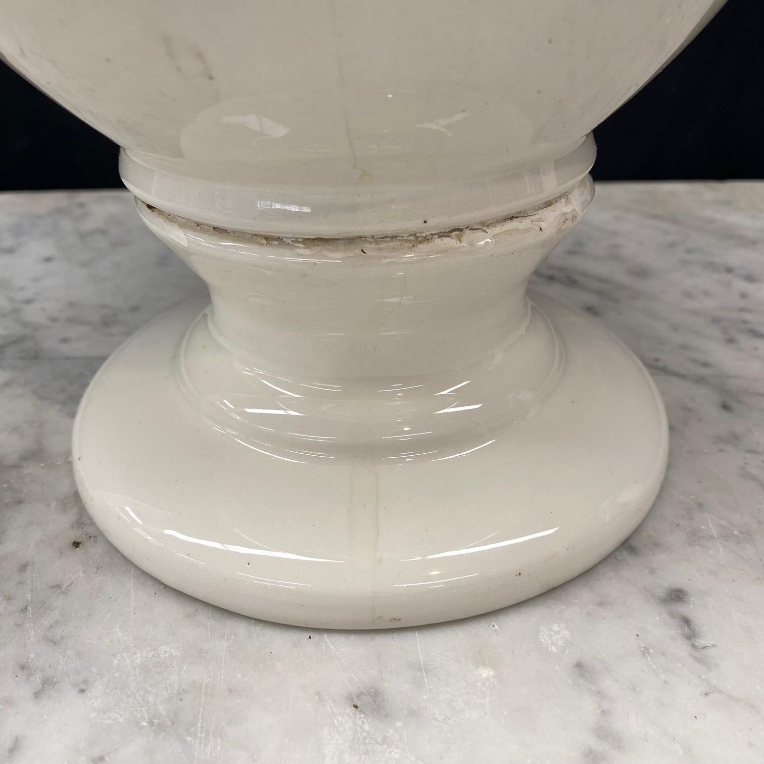 Grande coppia antica di vasi a urna in ceramica bianca in stile speziale in vendita 11