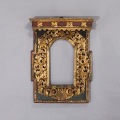 Large Antique Italian Renaissance Polychrome & Gilt Carved Frame 17th or 18th C