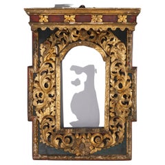 Large Antique Italian Renaissance Polychrome & Gilt Carved Frame 17th or 18th C
