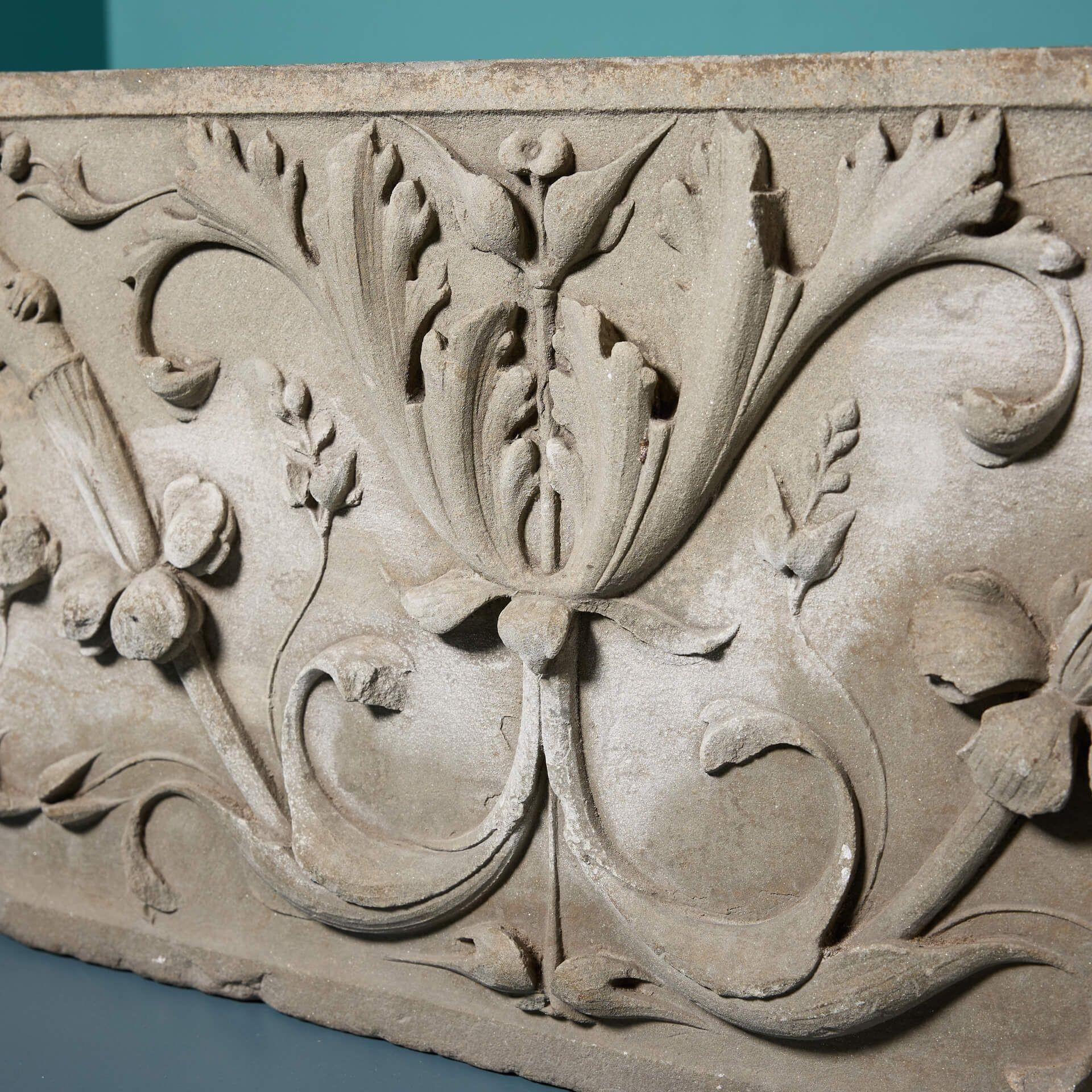 19th Century Large Antique Italian Renaissance Style Stone Frieze For Sale