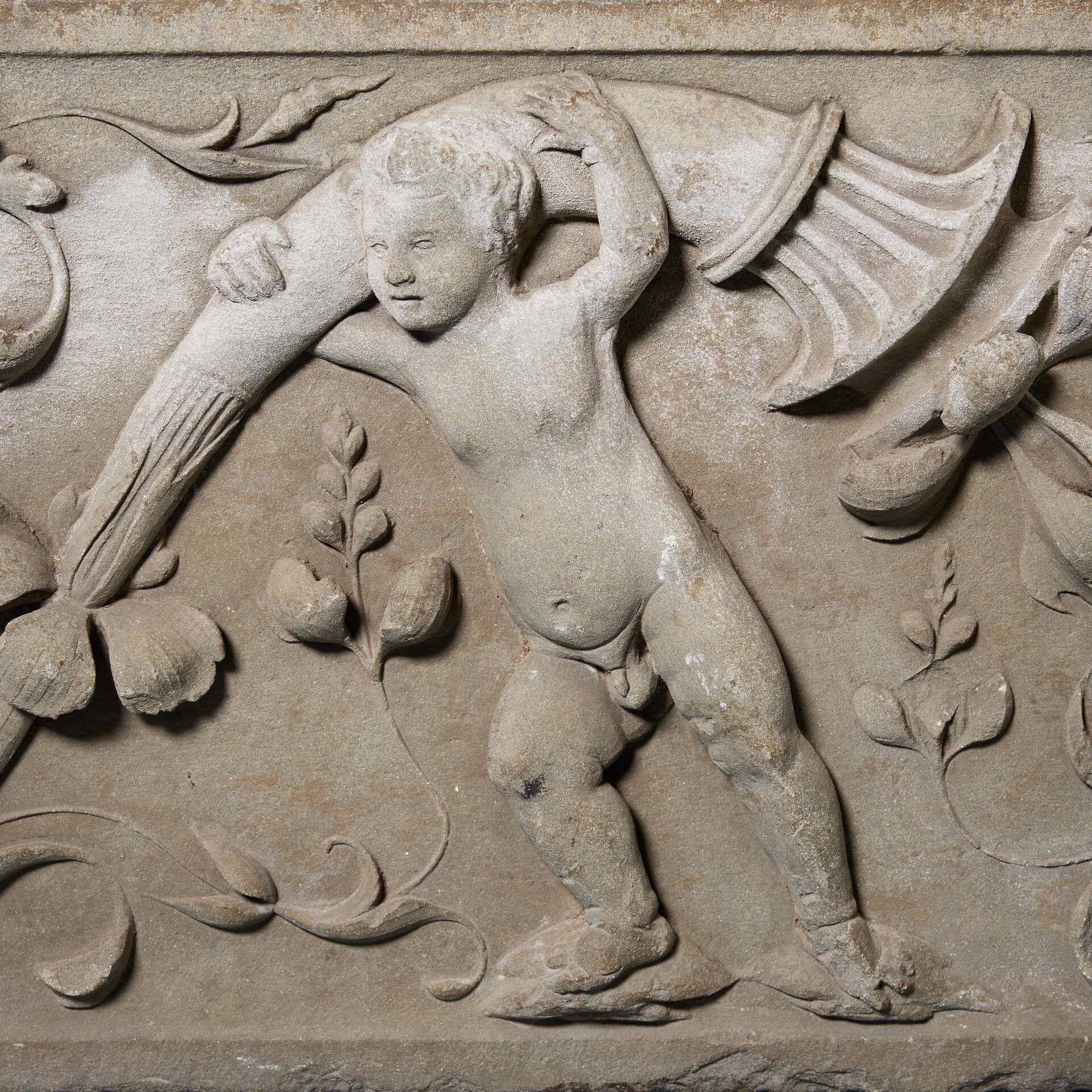Large Antique Italian Renaissance Style Stone Frieze For Sale 1