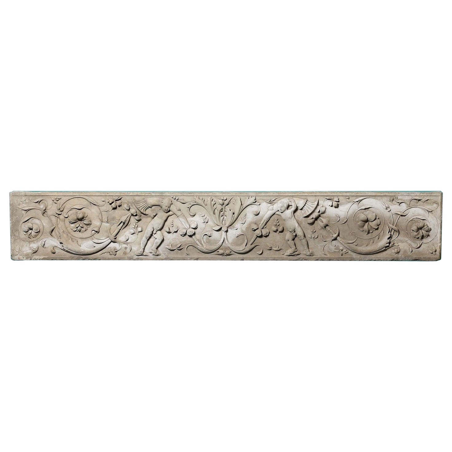 Large Antique Italian Renaissance Style Stone Frieze