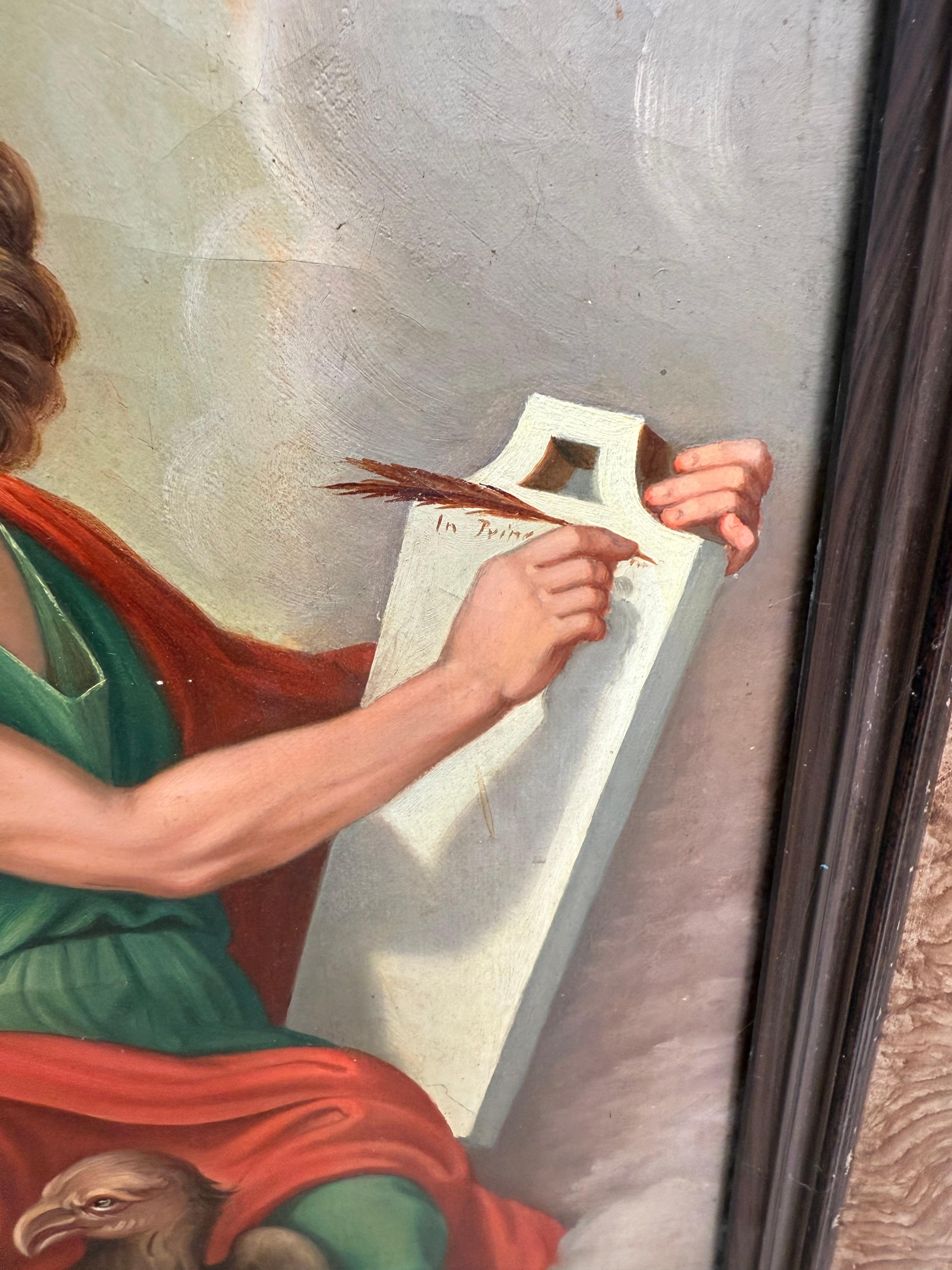 Gran cuadro antiguo al óleo sobre lienzo de la escuela italiana Aparición de María a James en Bueno estado para la venta en Lisse, NL