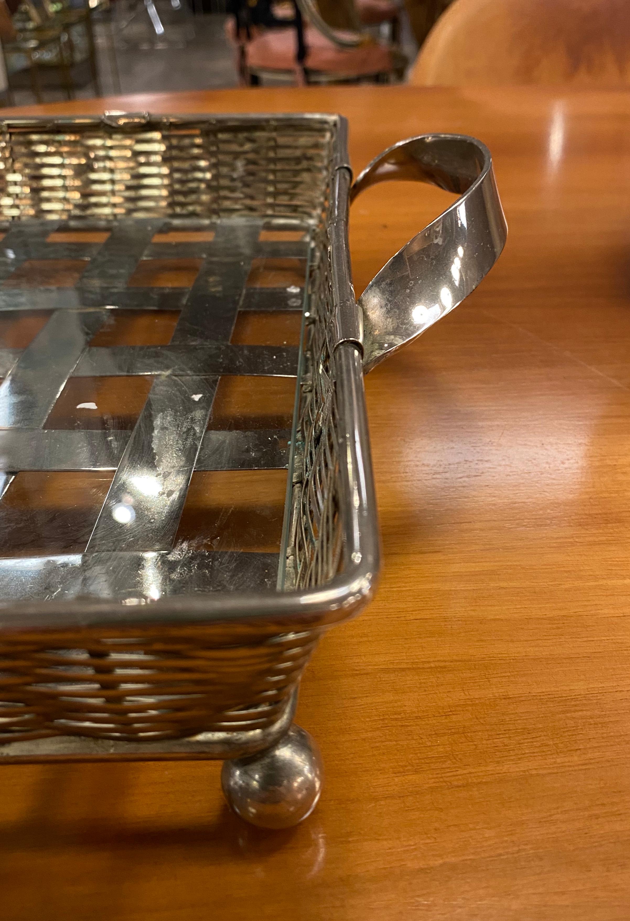Mid-Century Modern Large Antique Italian Silver Square Tray, 1950s For Sale