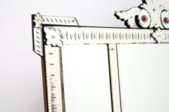 Large Antique Italian Venetian Etched Glass Mirror