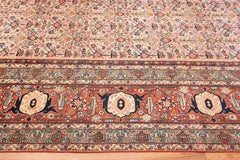 Large Antique Ivory Haji Jalili Persian Tabriz Rug. Size: 12' 10" x 19' 2"