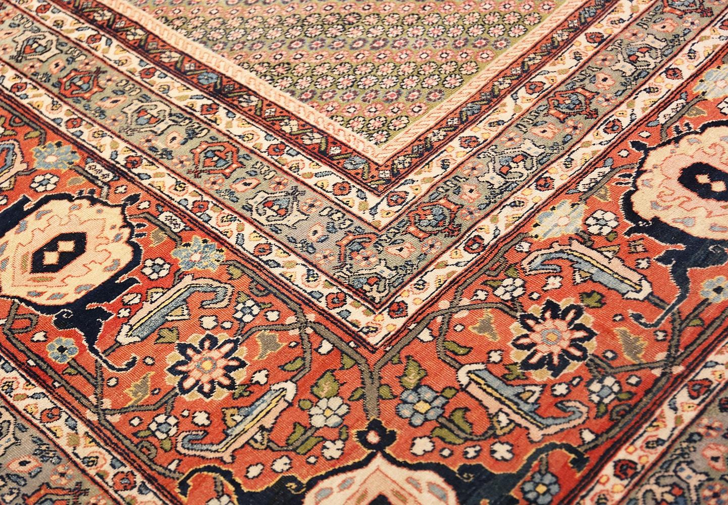 Large Antique Ivory Haji Jalili Persian Tabriz Rug. Size: 12' 10