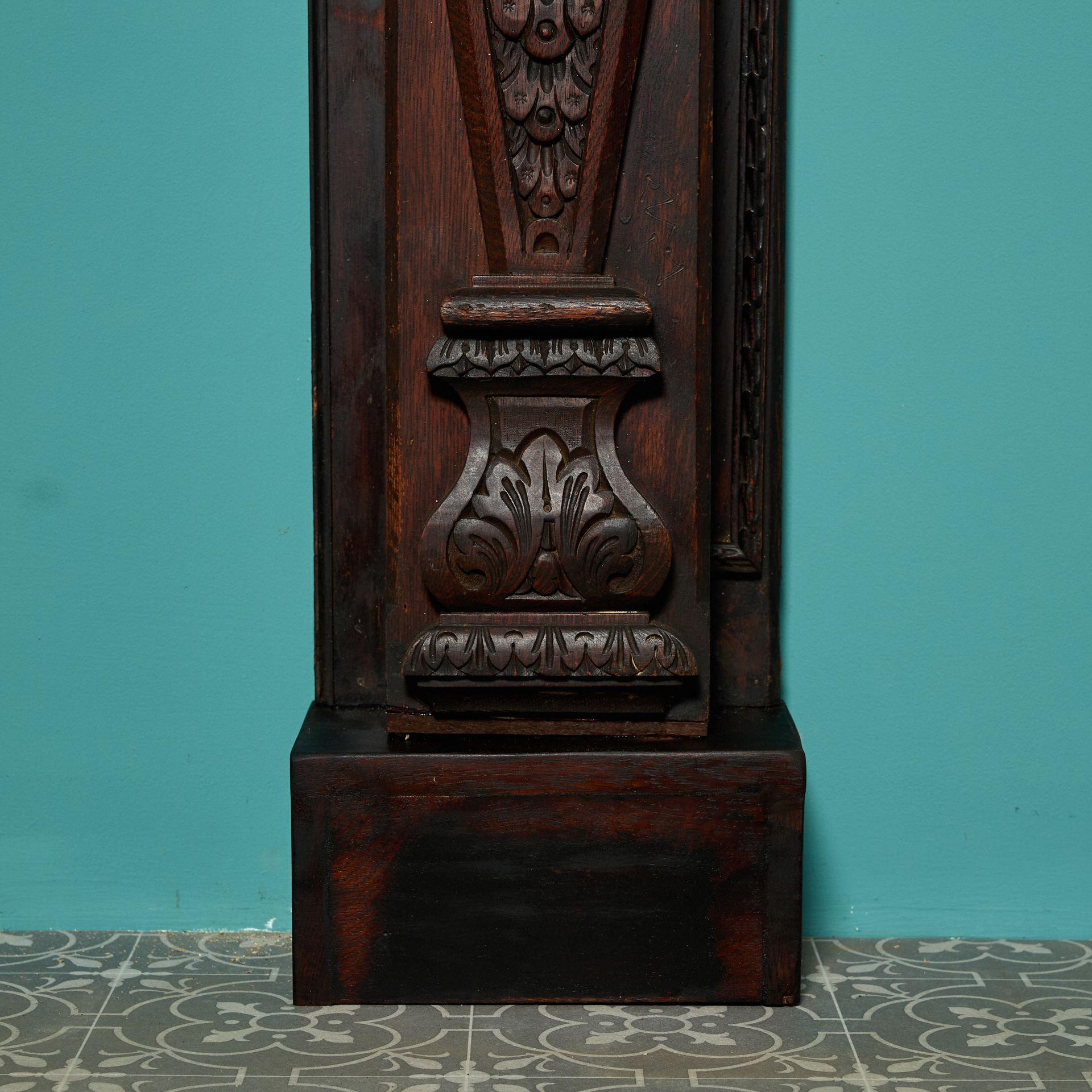 Large Antique Jacobean Dark Oak Fireplace For Sale 2