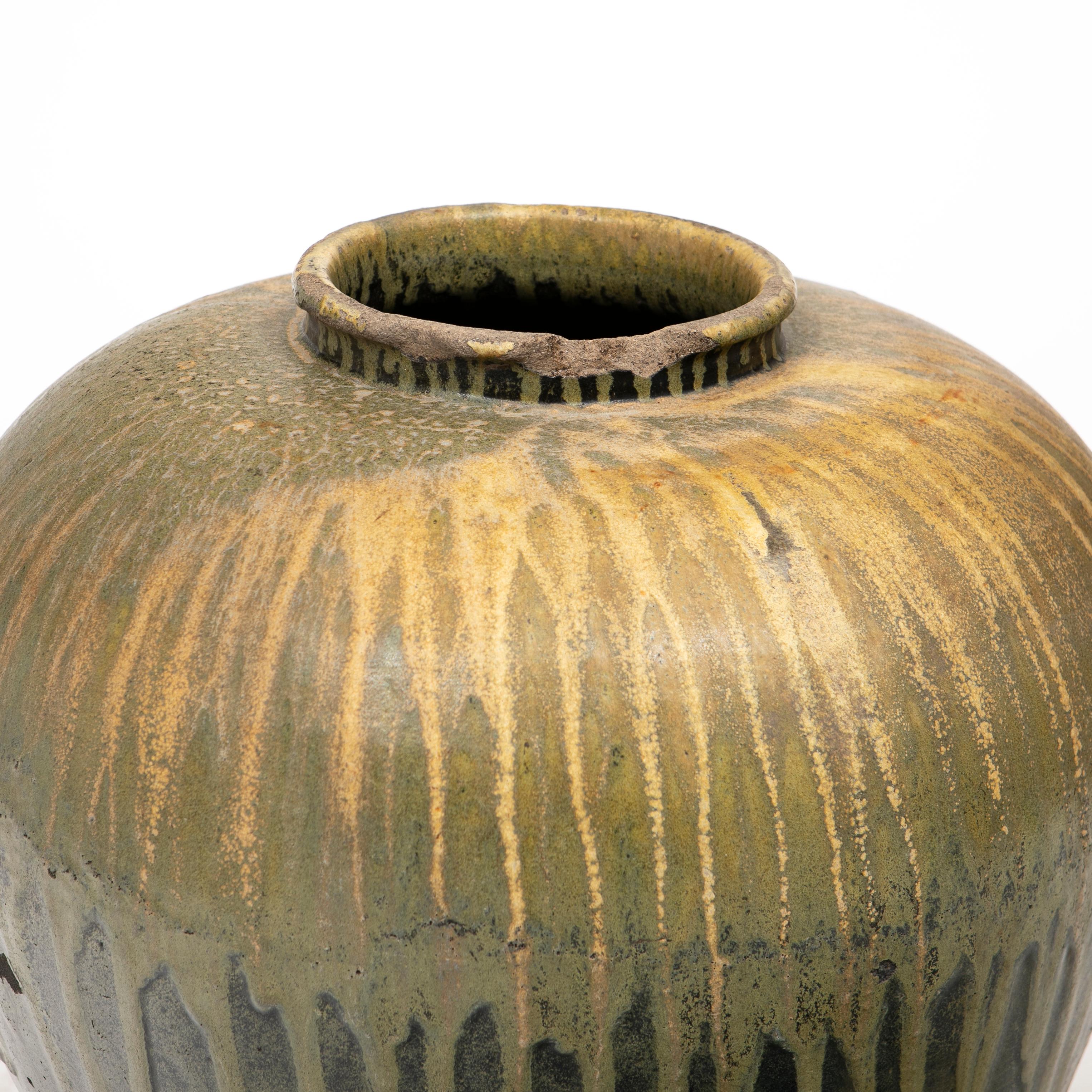 Large Antique Japanese 19th Century Drip Glazed Jar For Sale 2