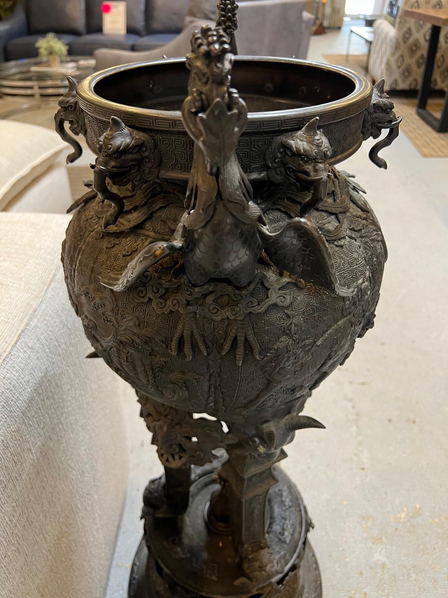 Large Antique Japanese Bronze Koro or Incense Burner For Sale 6