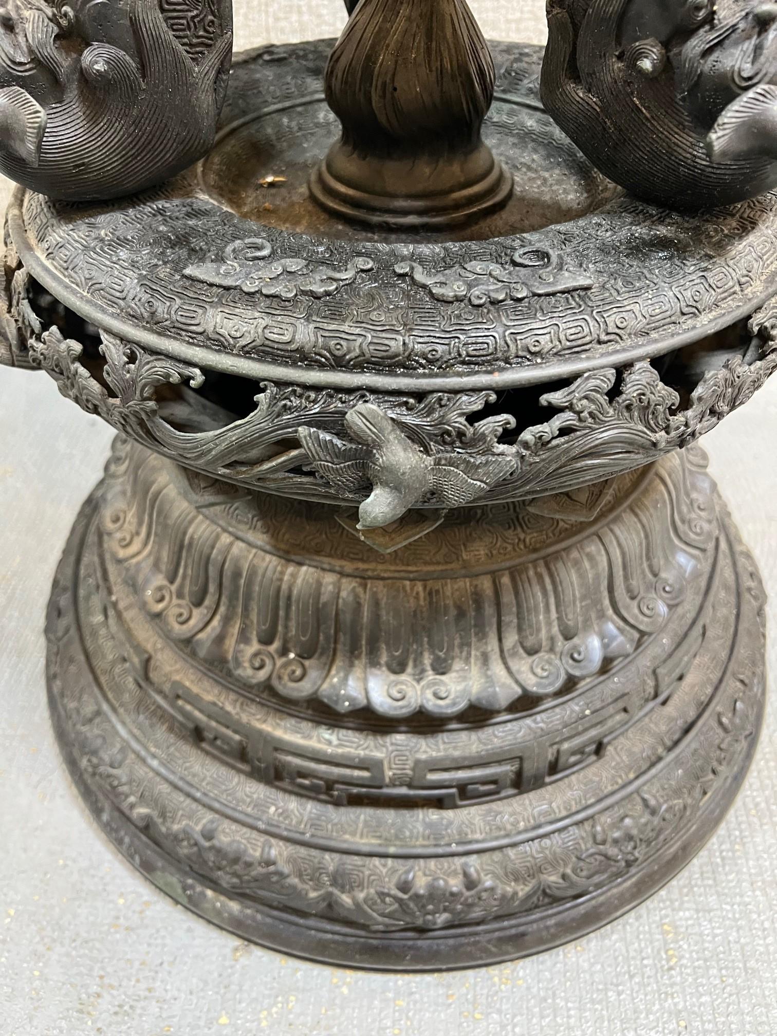 Large Antique Japanese Bronze Koro or Incense Burner  For Sale 3