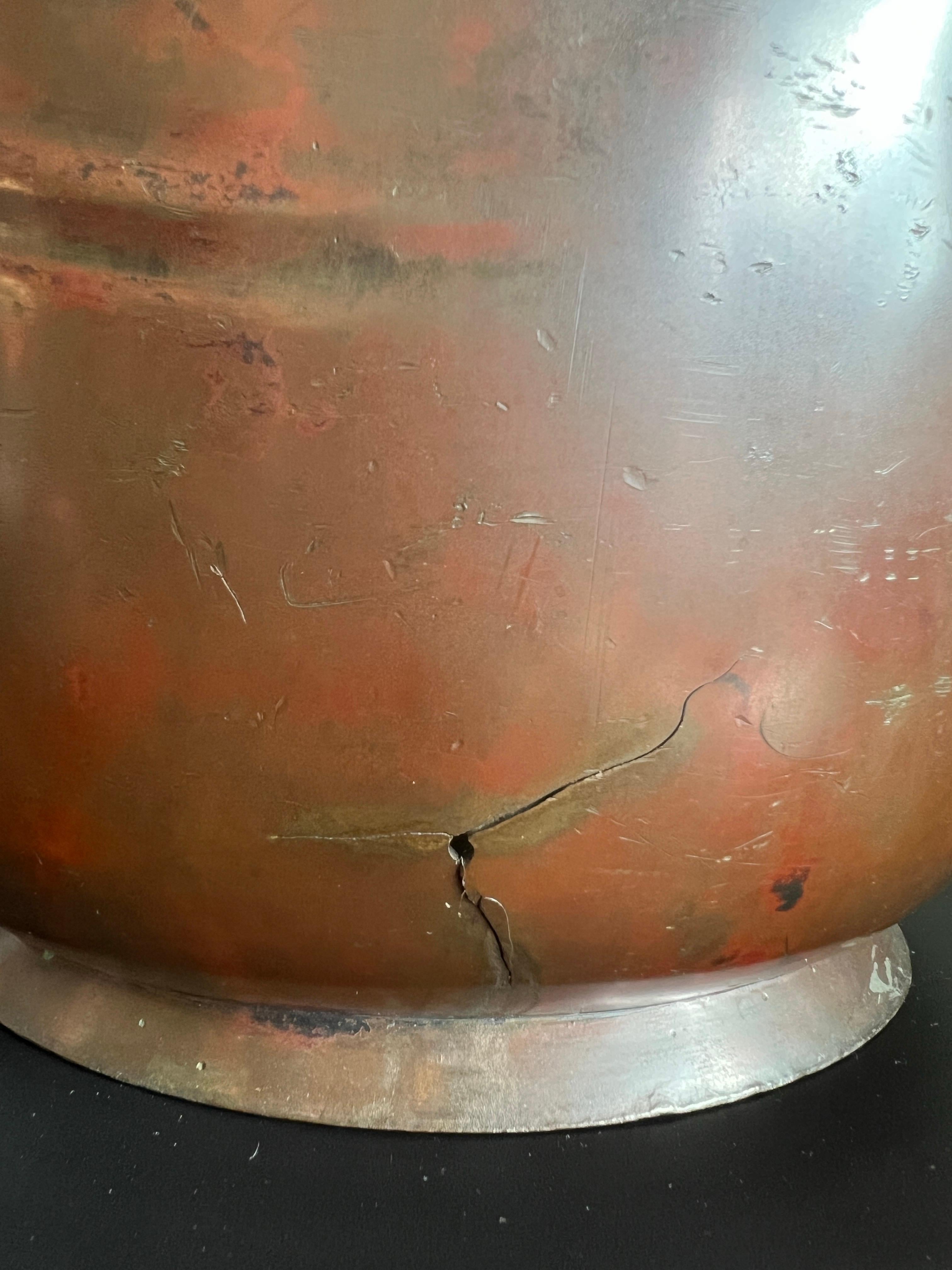 Large Antique Japanese Bronze Vase with Raised Carp - L. 19th Century - Signed in vendita 6