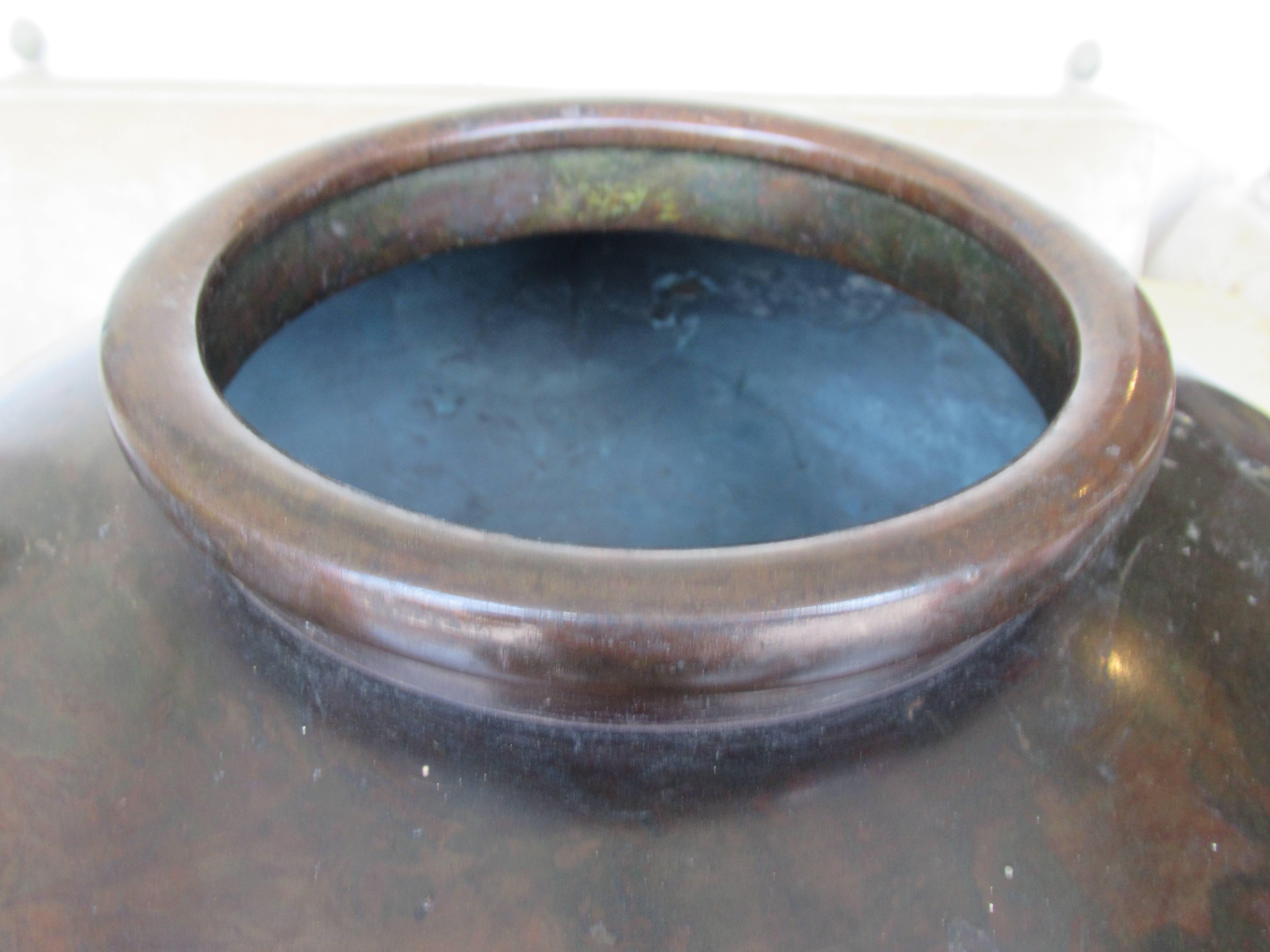 20th Century Large Antique Japanese Bronze Vessel