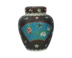 Large Antique Japanese Cloisonne Enamel on Porcelain Totai Jar Signed