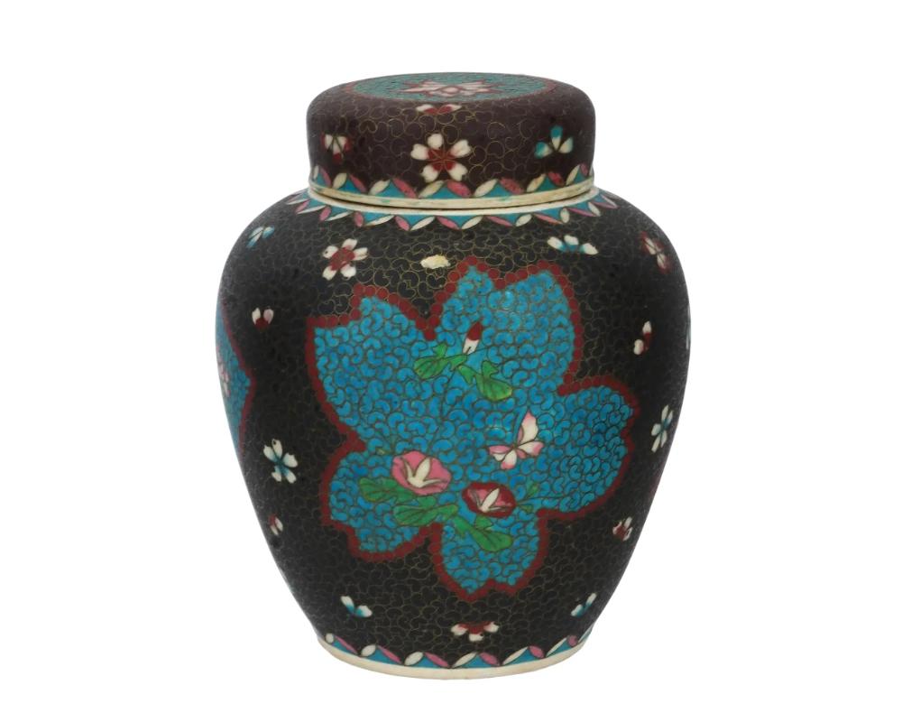 Meiji Large Antique Japanese Cloisonne Enamel on Porcelain Totai Jar Signed For Sale