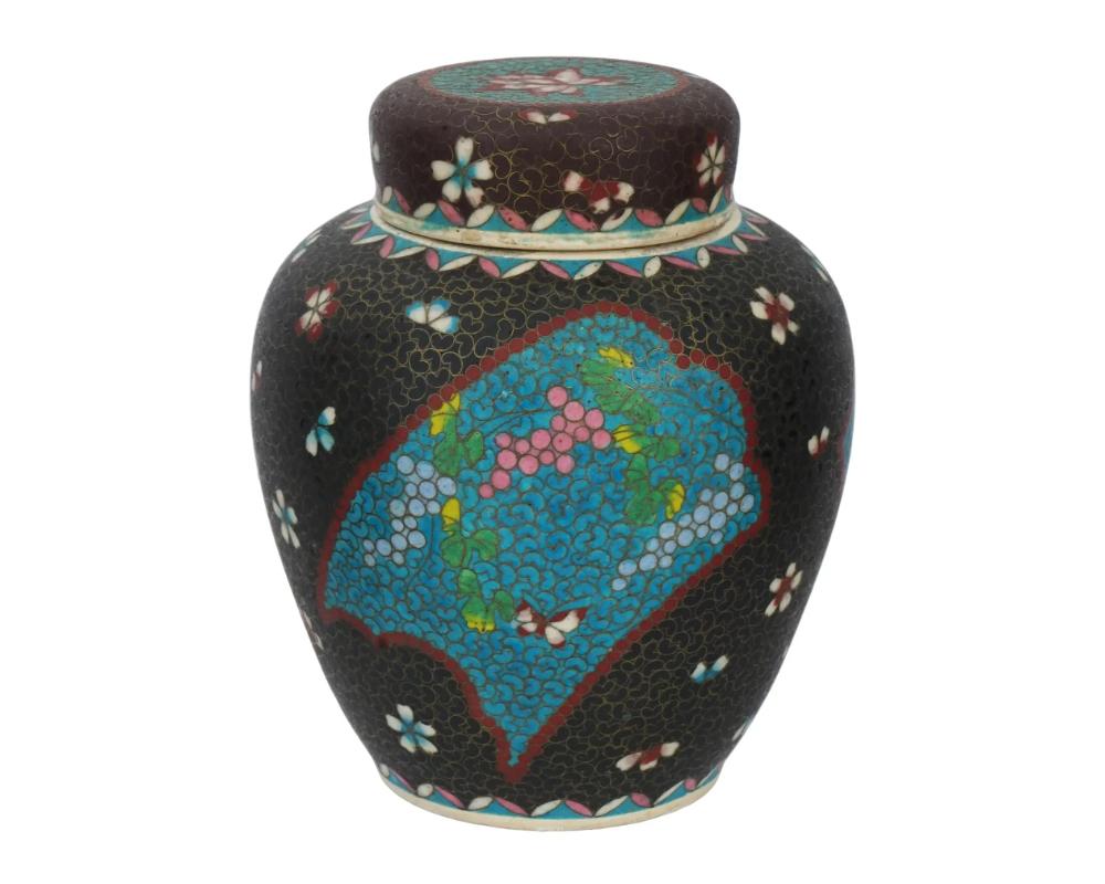 Cloissoné Large Antique Japanese Cloisonne Enamel on Porcelain Totai Jar Signed For Sale