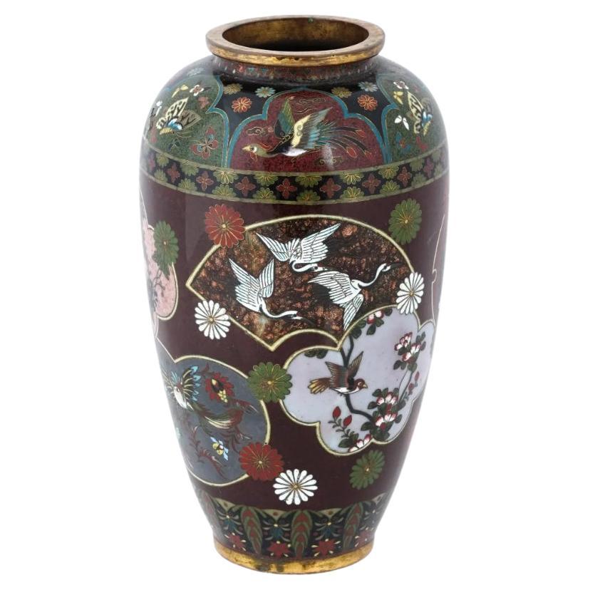 Large Antique Japanese Cloisonne Enamel Vase Attributed to Kyoto Shibata For Sale