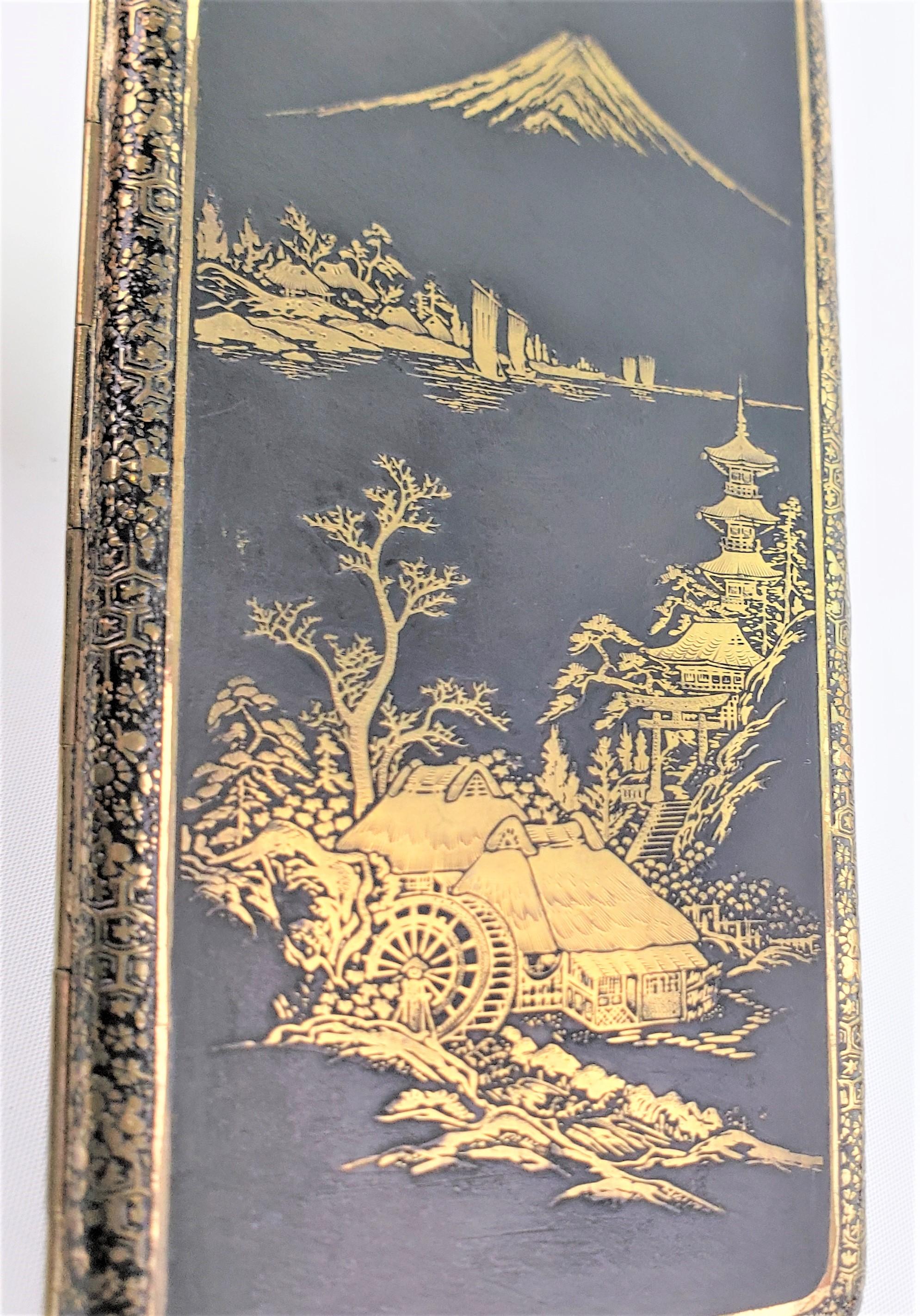 Large Antique Komai Style Japanese Damascene Cigarillo, Cigar or Cigarette Case For Sale 4