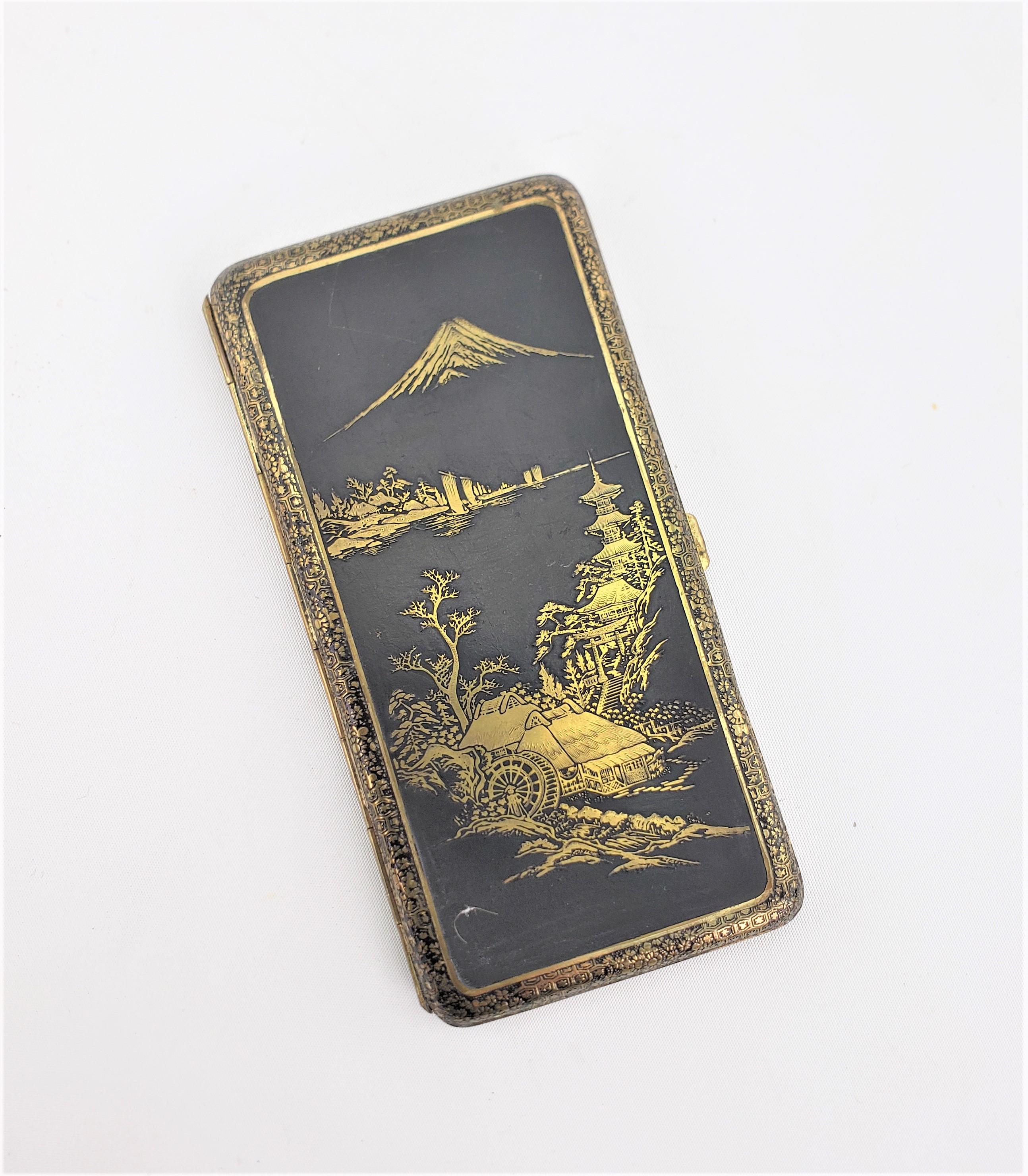 Large Antique Komai Style Japanese Damascene Cigarillo, Cigar or Cigarette Case For Sale 5