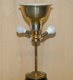 GROSSE ANTIQUE JAPANESE FLOOR STANDING PRINTING SCROLL LAMP SOLID MARBLE BASe