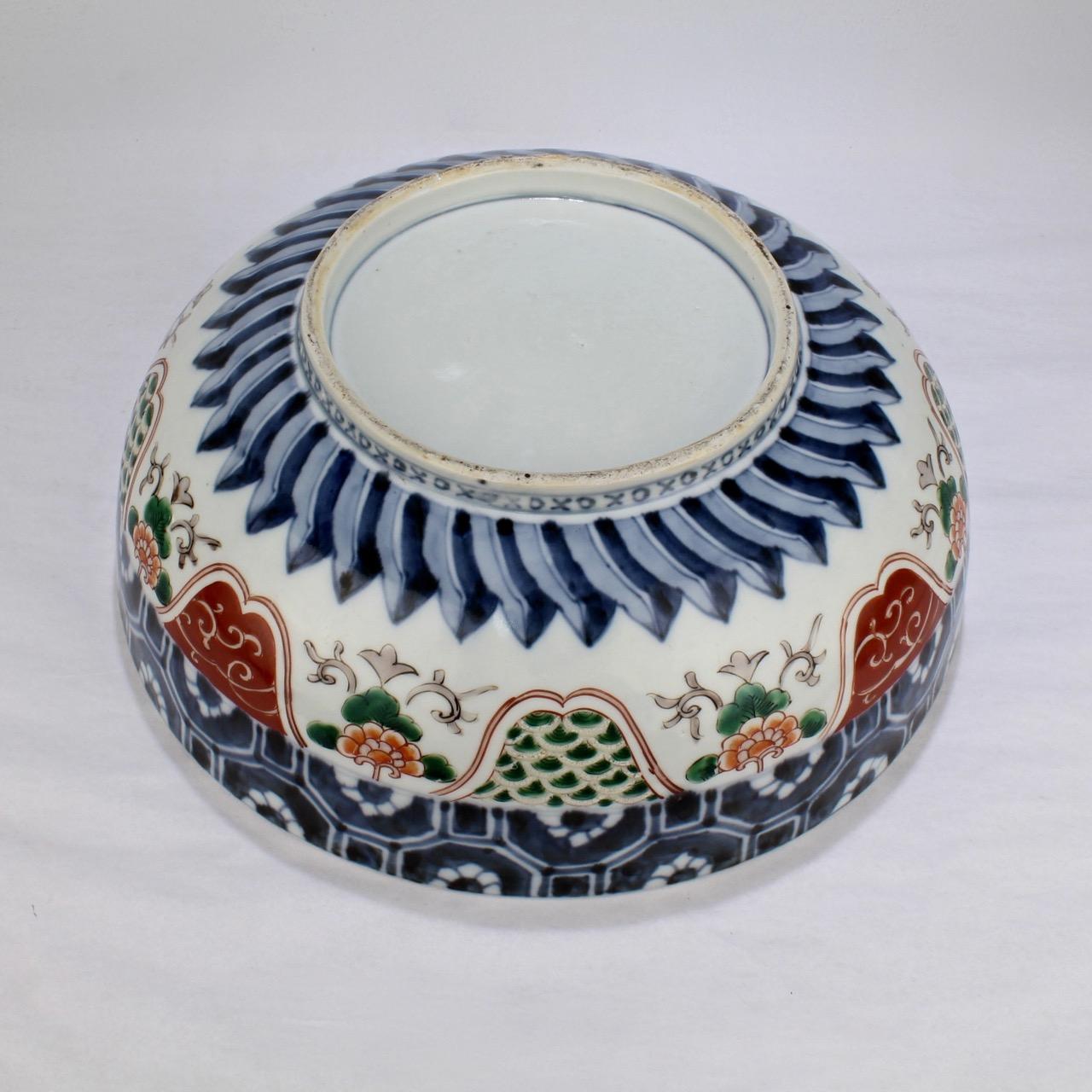 Large Antique Japanese Imari Porcelain Punch Bowl 5