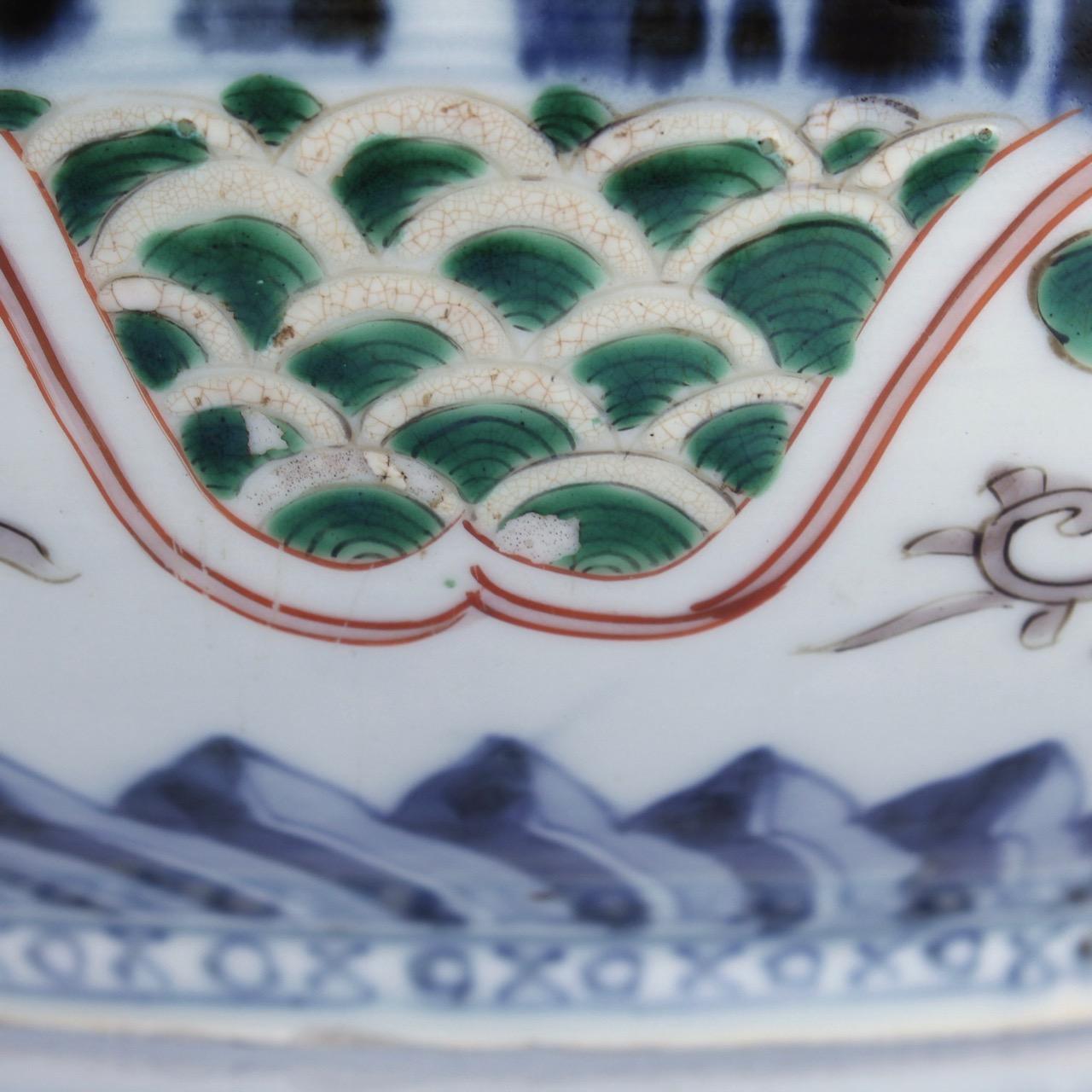 Large Antique Japanese Imari Porcelain Punch Bowl 7