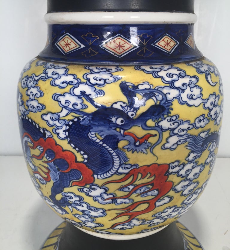 Grand vase japonais ancien Makuzu Kozan Studio, datant d'environ 1900