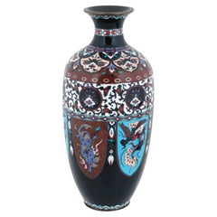 Large Antique Japanese Meiji Cloisonne Enamel Vase