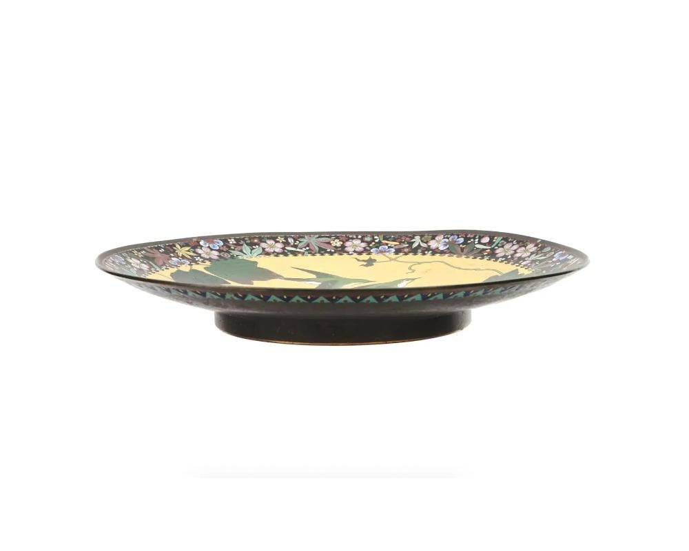 Gran Plato Antiguo Japonés Meiji Cloisonné 1900 Cloissoné en venta