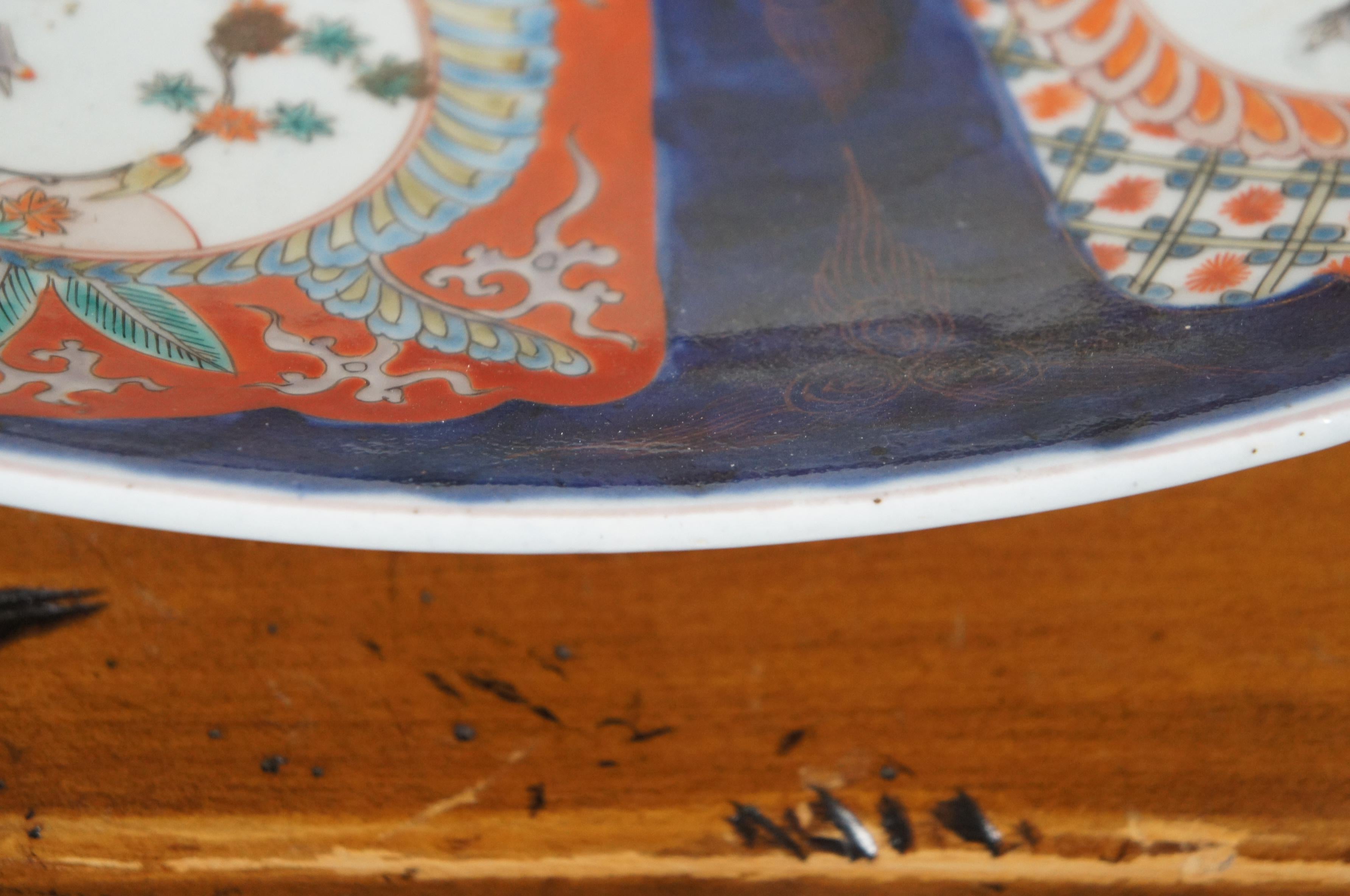 Grand plat de service en porcelaine japonaise Meiji Imari Floral 22