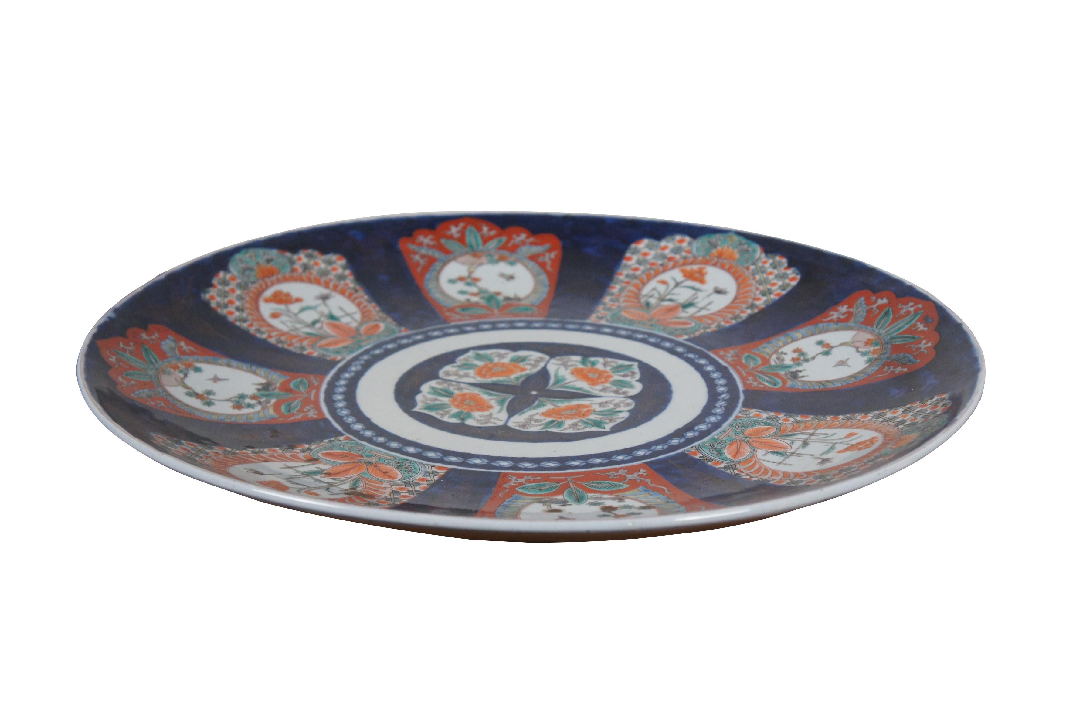 Grand plat de service en porcelaine japonaise Meiji Imari Floral 22