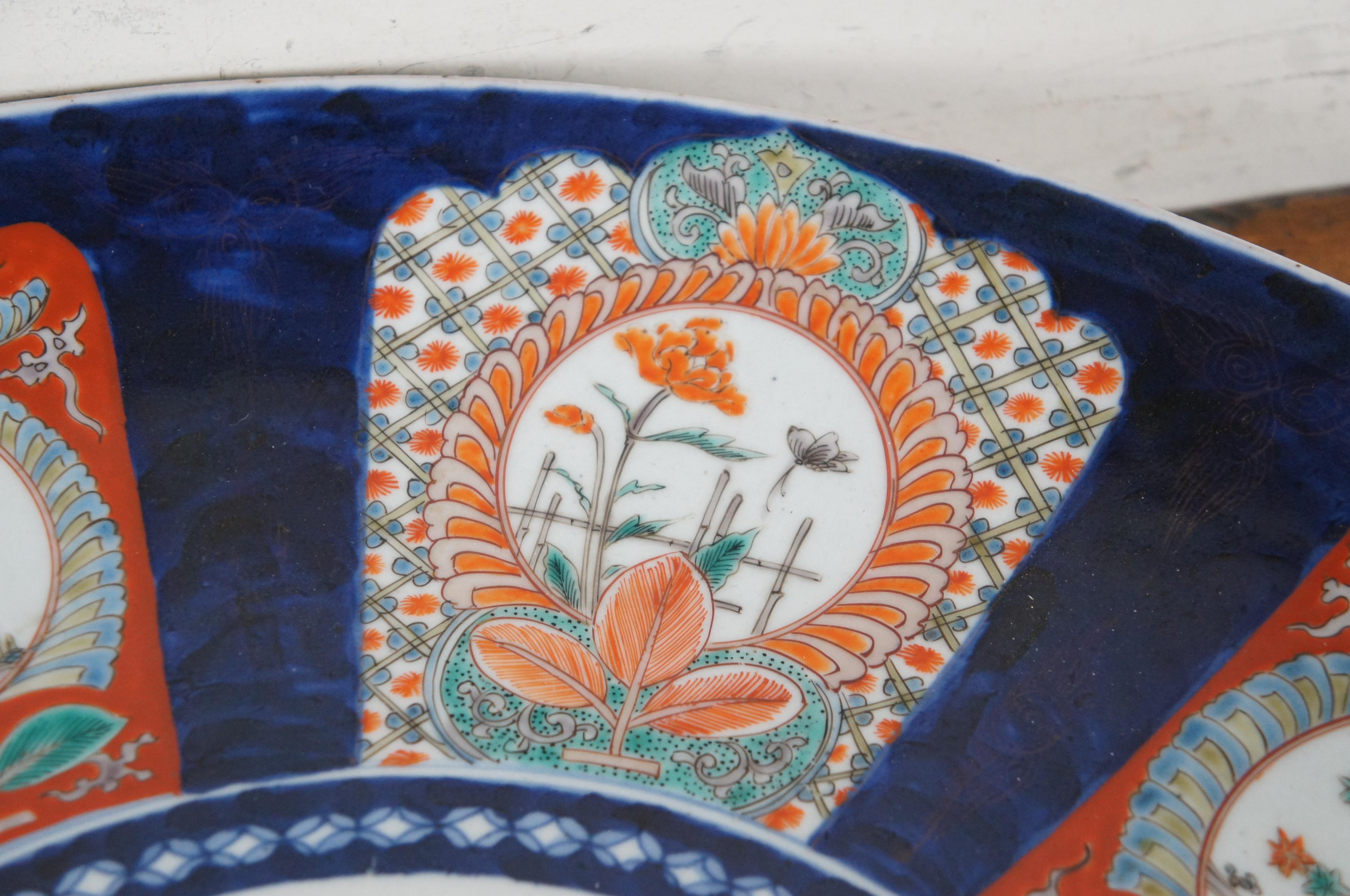 Porcelaine Grand plat de service en porcelaine japonaise Meiji Imari Floral 22