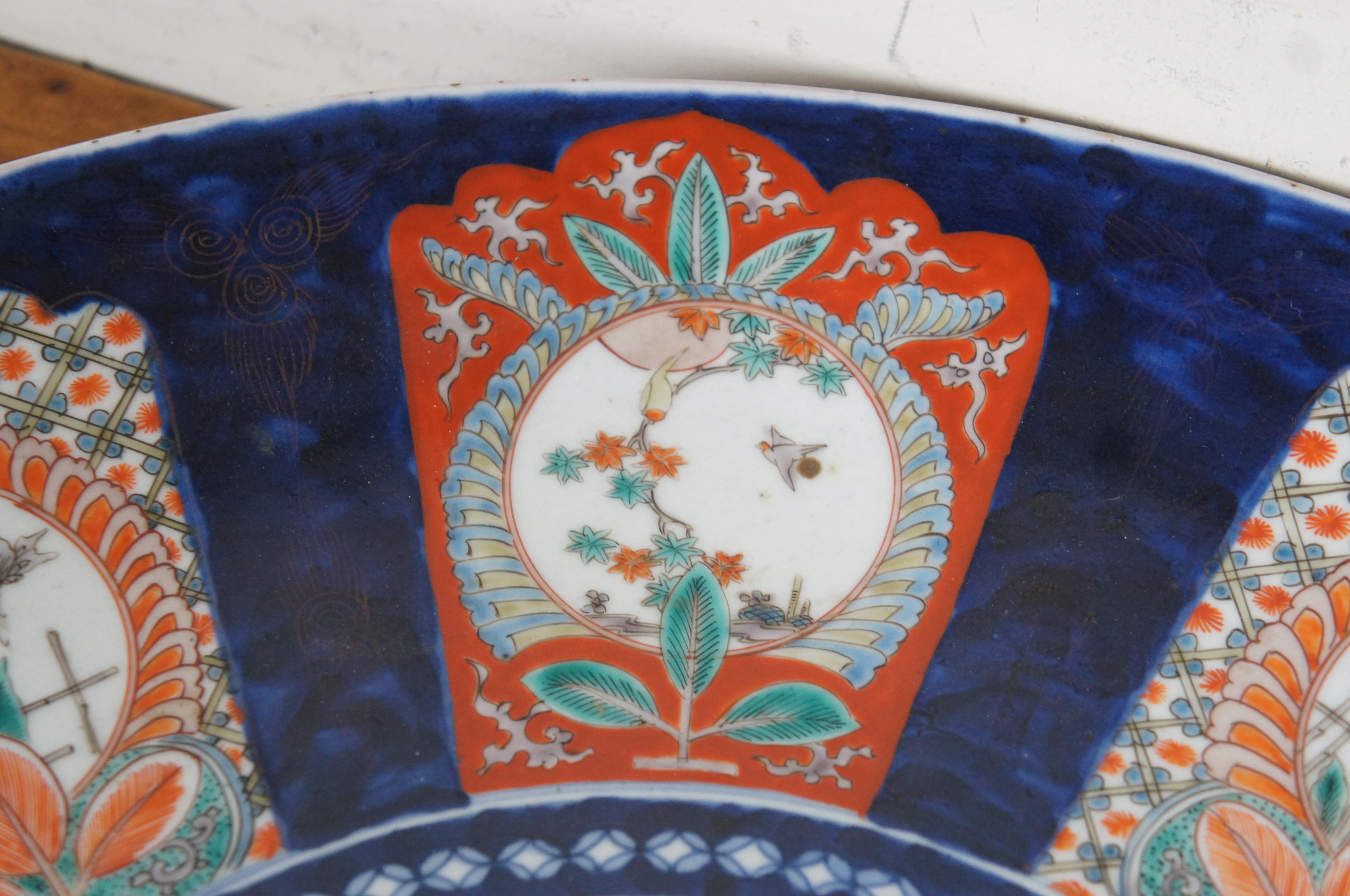 Grand plat de service en porcelaine japonaise Meiji Imari Floral 22