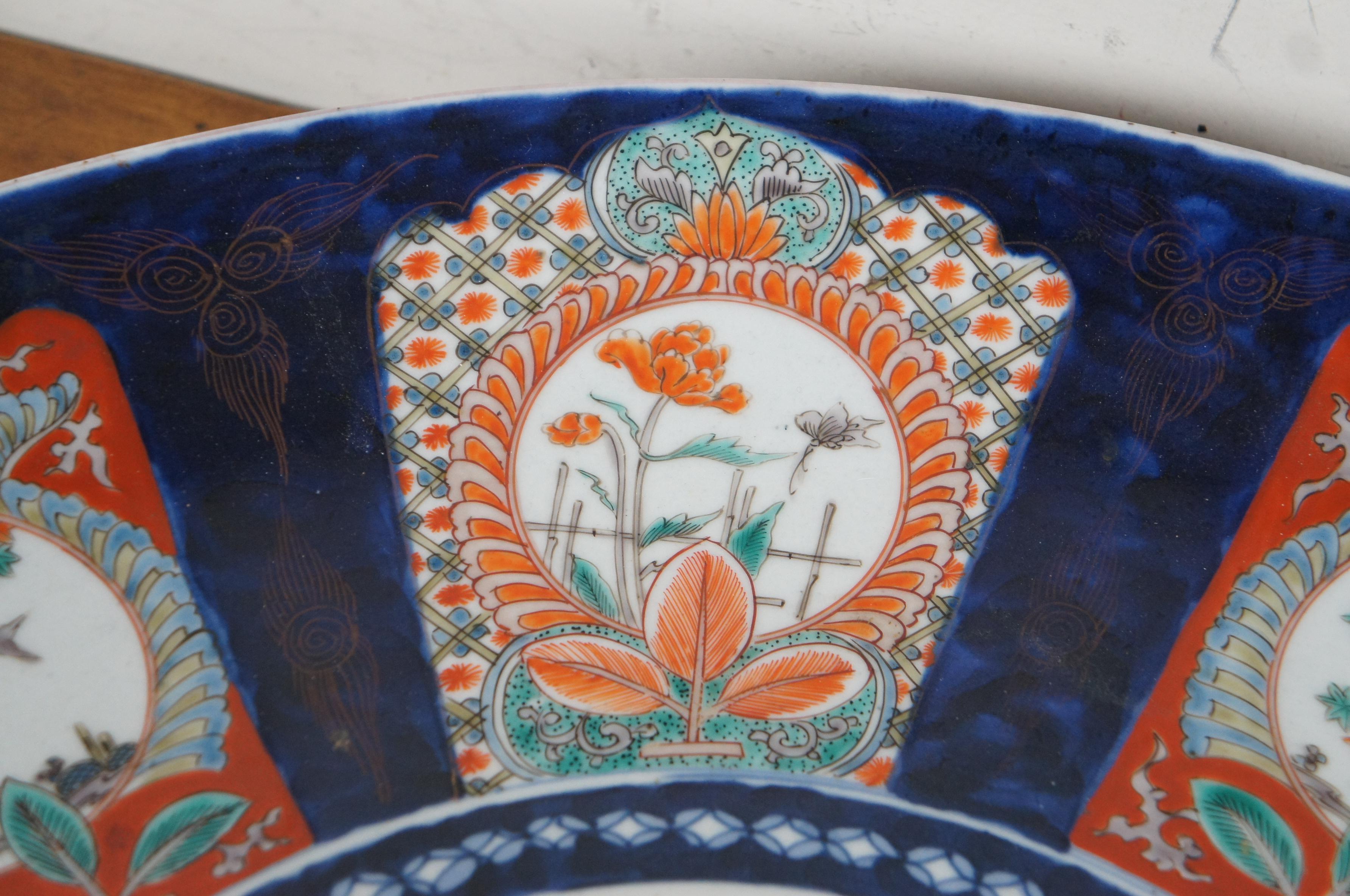 Grand plat de service en porcelaine japonaise Meiji Imari Floral 22