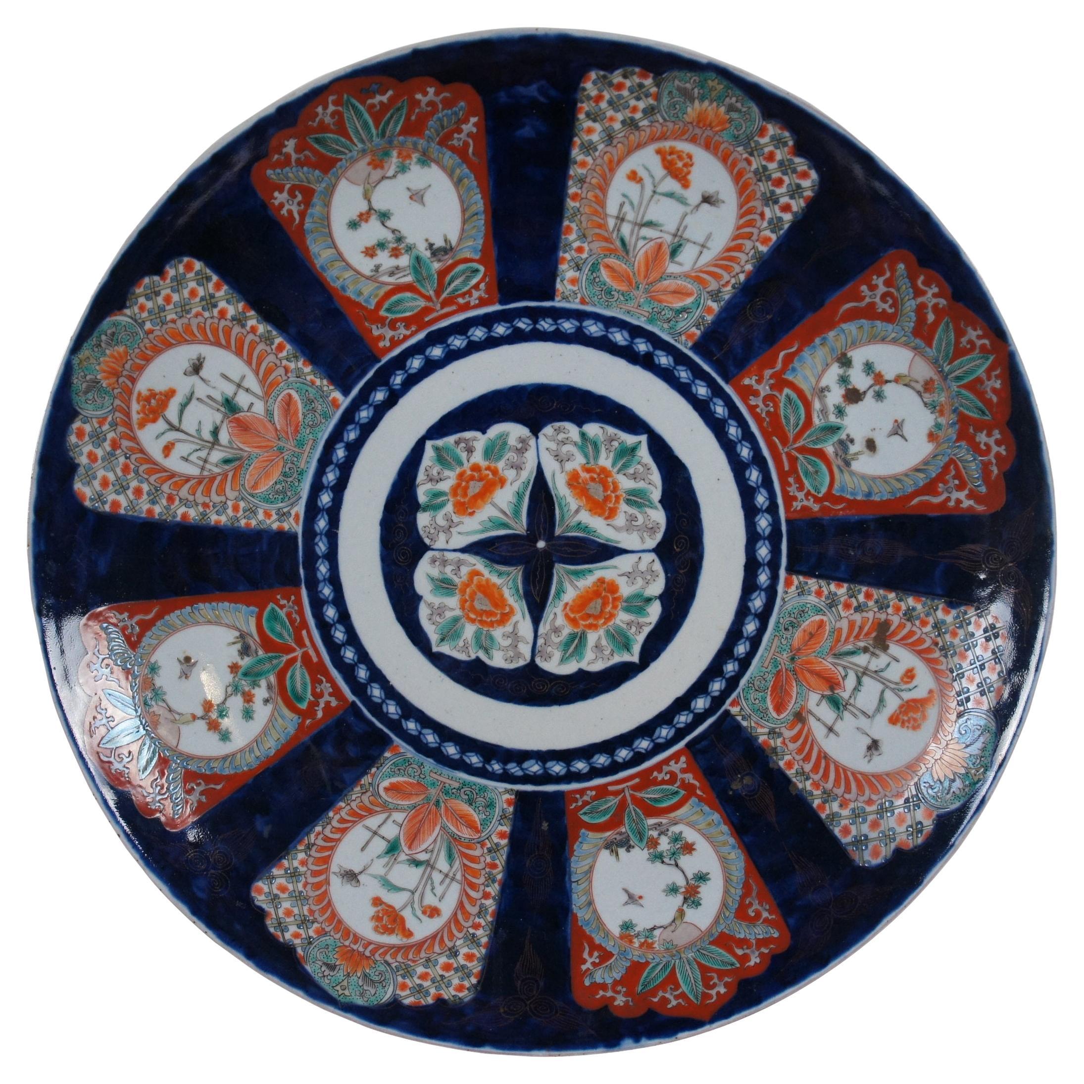 Large Antique Japanese Meiji Imari Floral Porcelain Charger Plate 22"