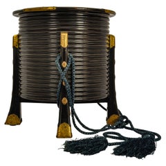 Grande scatola circolare in lacca Hokai del periodo Meiji giapponese e coperchio 1890