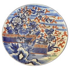 Large Antique Japanese Meiji Period Imari Porcelain Charger Marked Wanshan Zao
